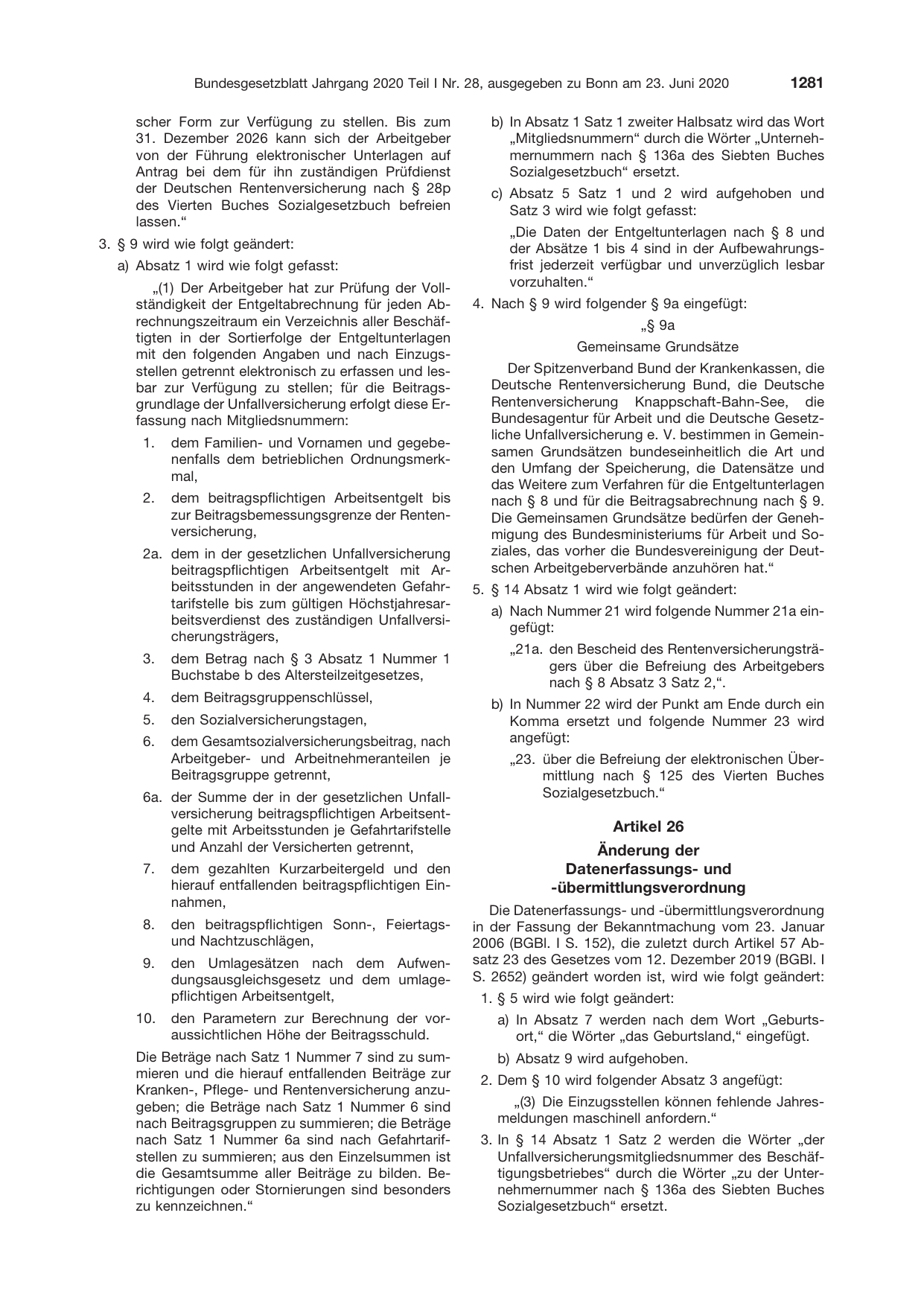 BGBl. 2020, Seite 1281 — Originalseite als Abbildung
