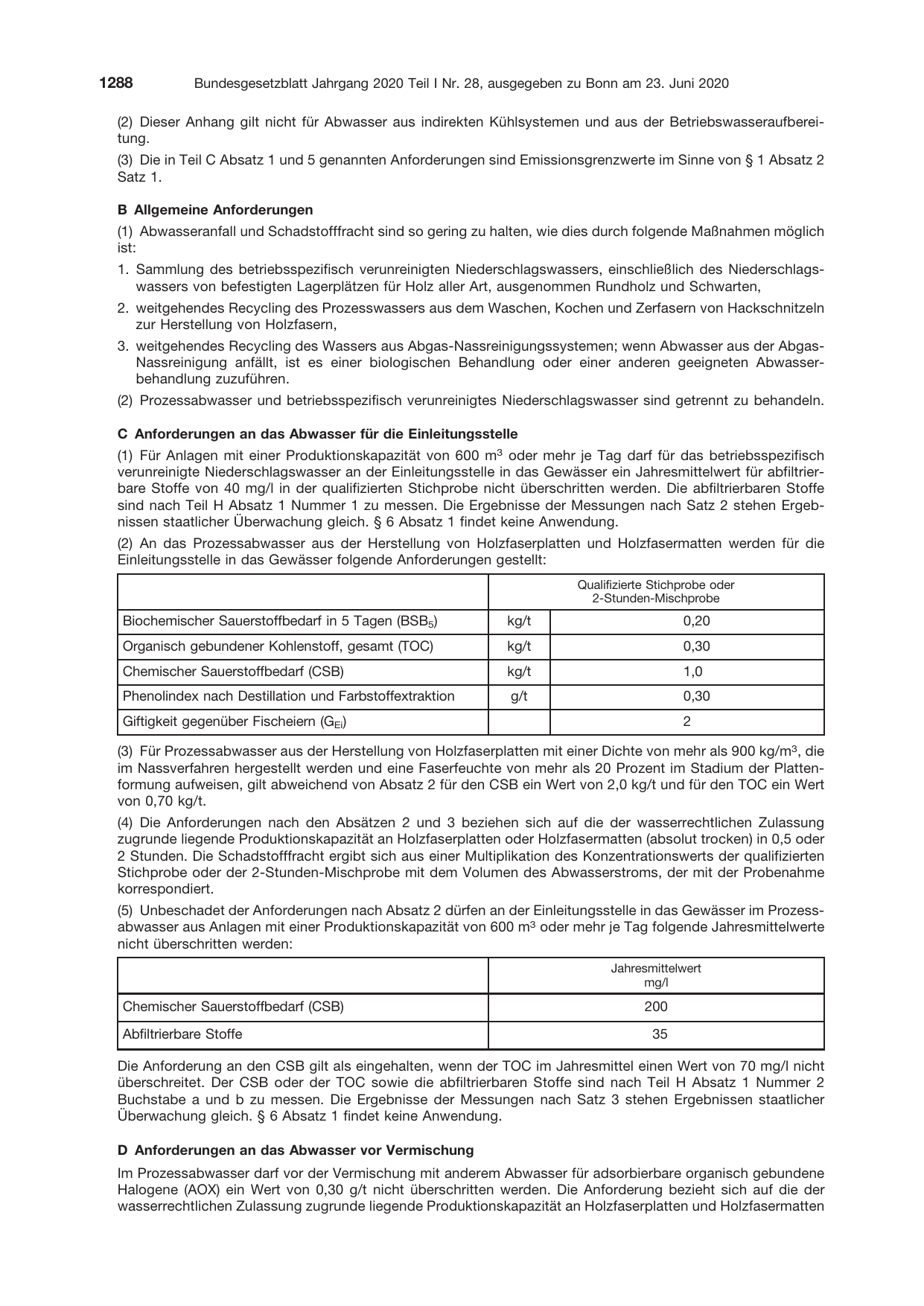 BGBl. 2020, Seite 1288 — Originalseite als Abbildung
