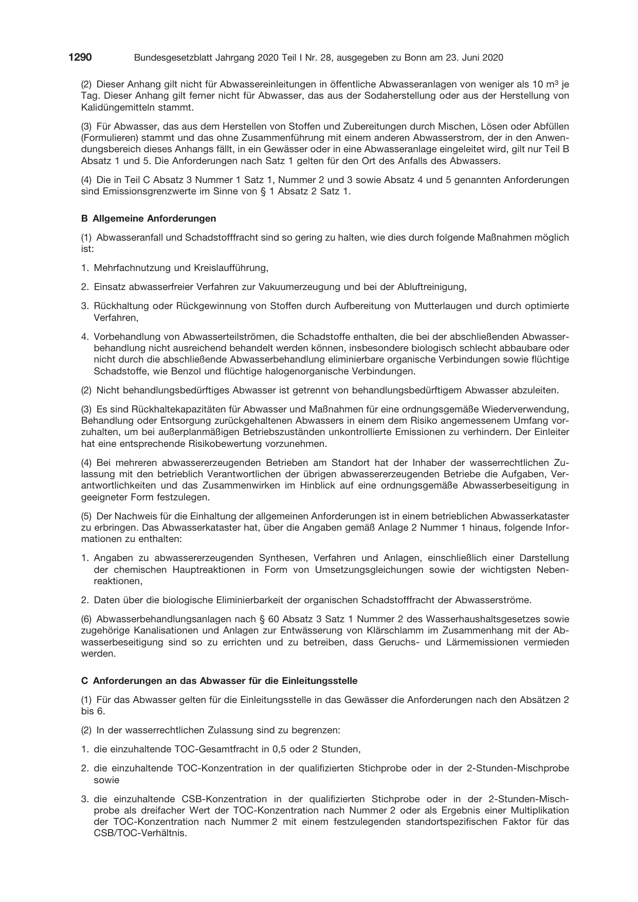 BGBl. 2020, Seite 1290 — Originalseite als Abbildung