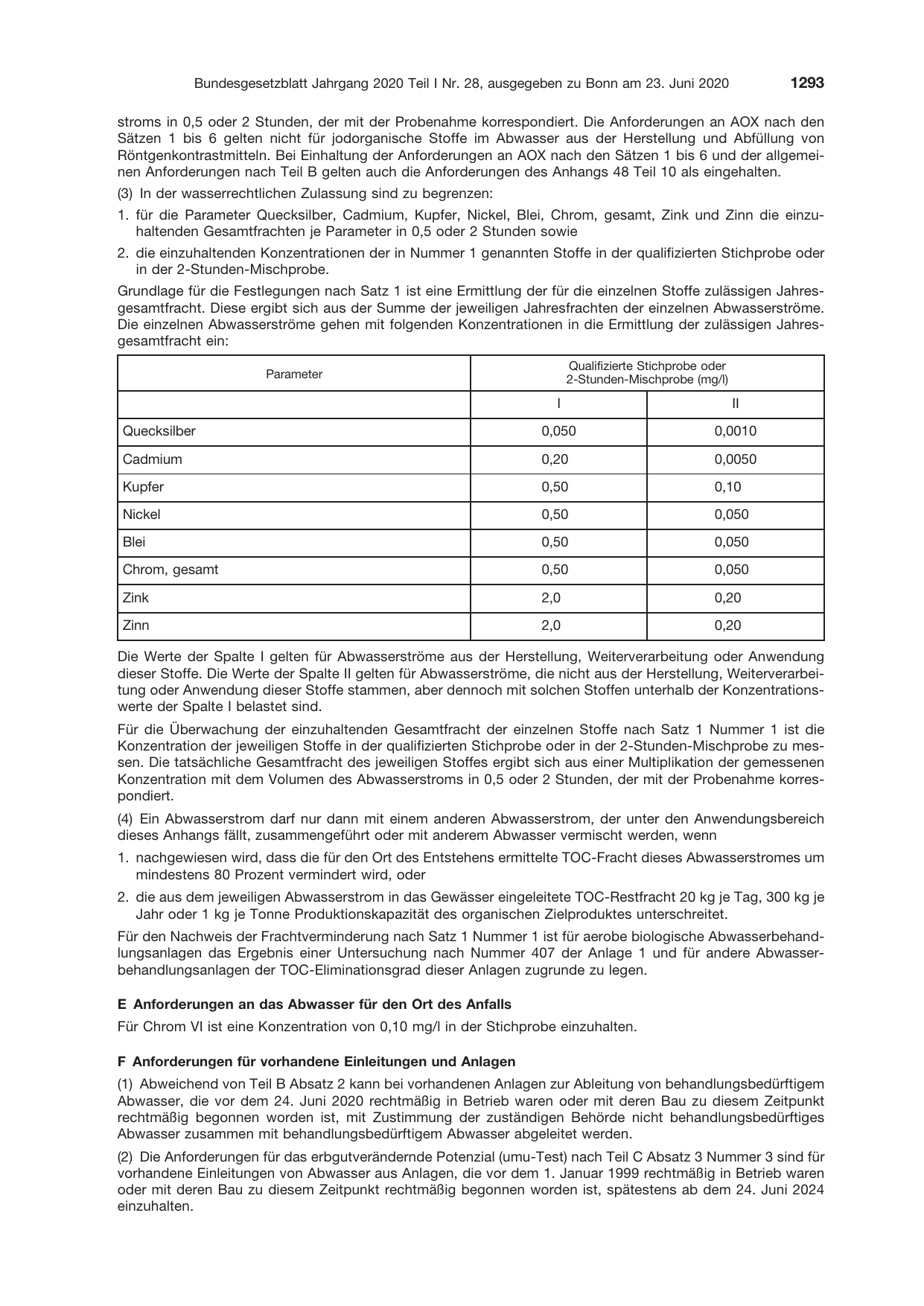 BGBl. 2020, Seite 1293 — Originalseite als Abbildung