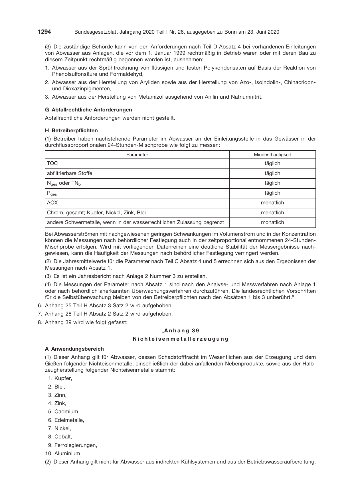 BGBl. 2020, Seite 1294 — Originalseite als Abbildung