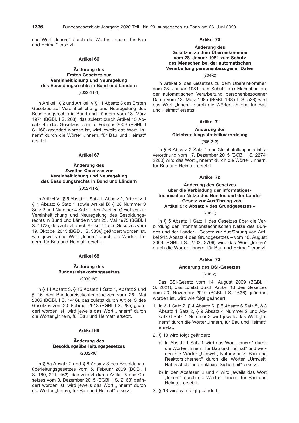 BGBl. 2020, Seite 1336 — Originalseite als Abbildung