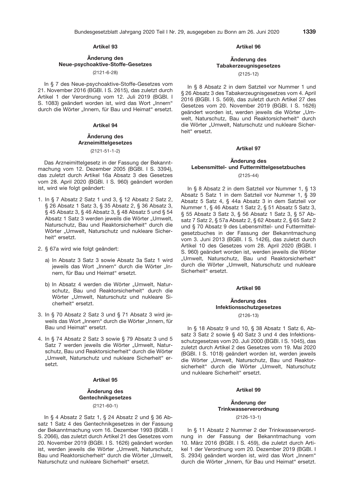 BGBl. 2020, Seite 1339 — Originalseite als Abbildung