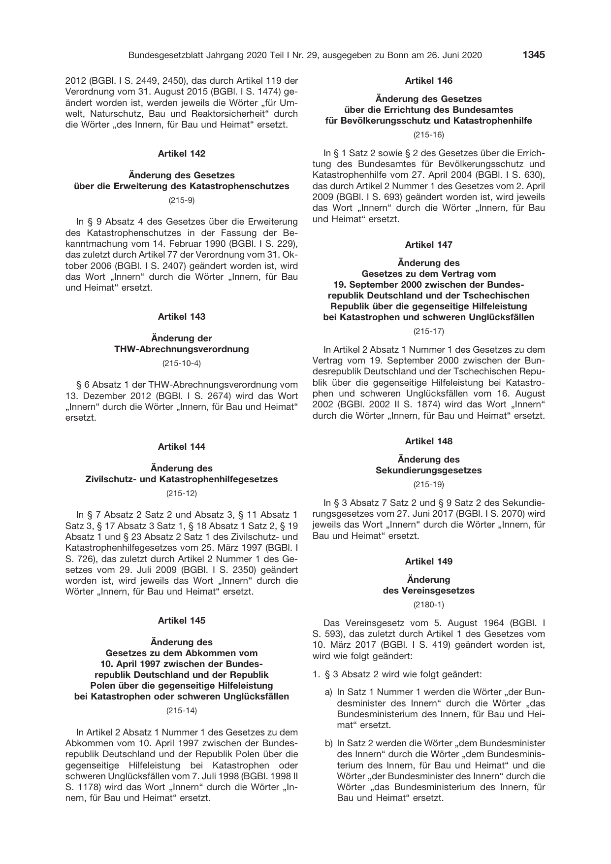 BGBl. 2020, Seite 1345 — Originalseite als Abbildung