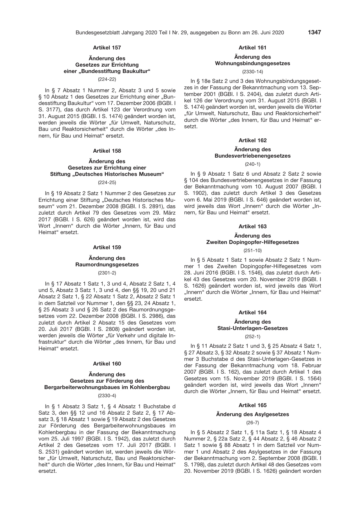 BGBl. 2020, Seite 1347 — Originalseite als Abbildung