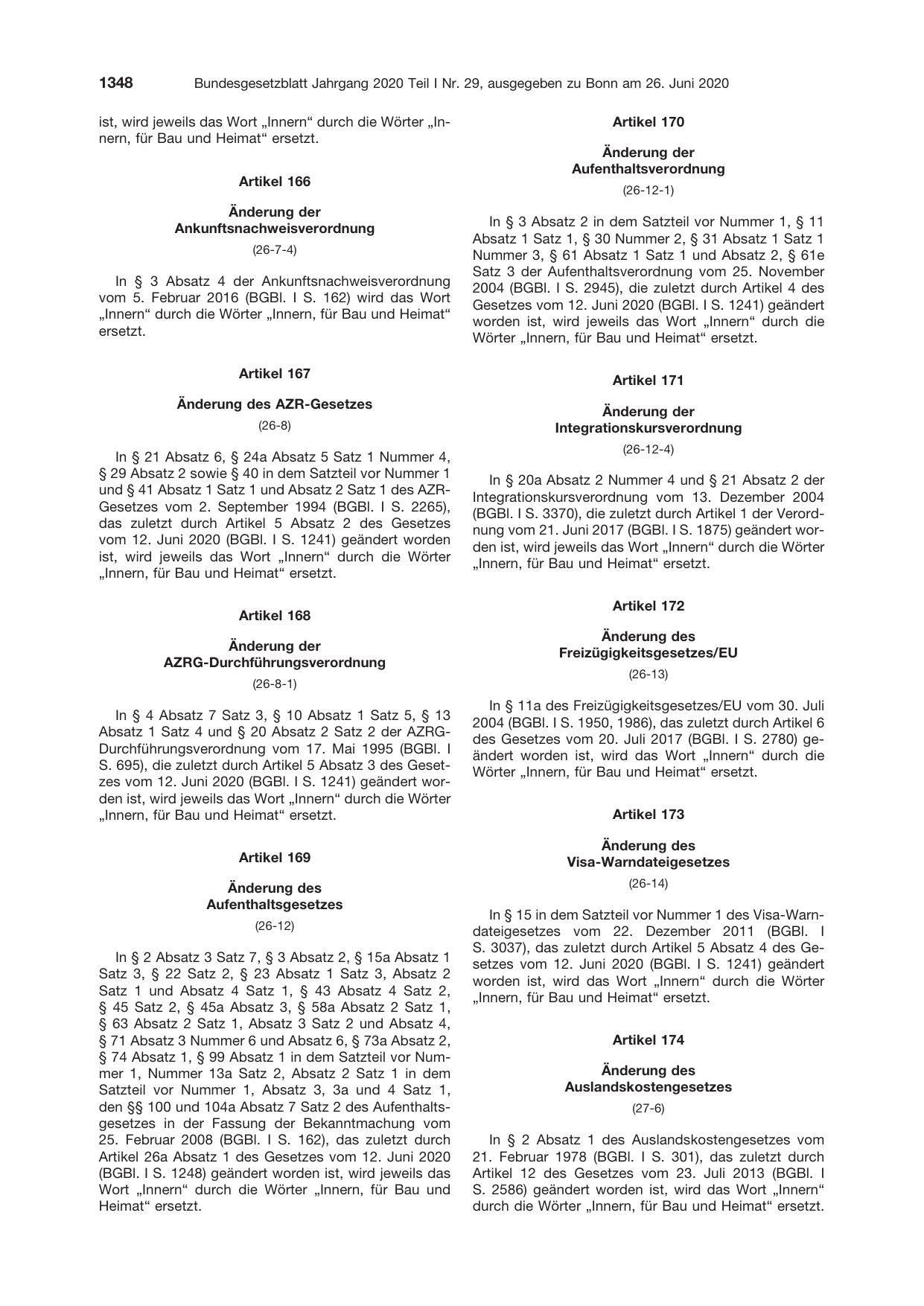 BGBl. 2020, Seite 1348 — Originalseite als Abbildung