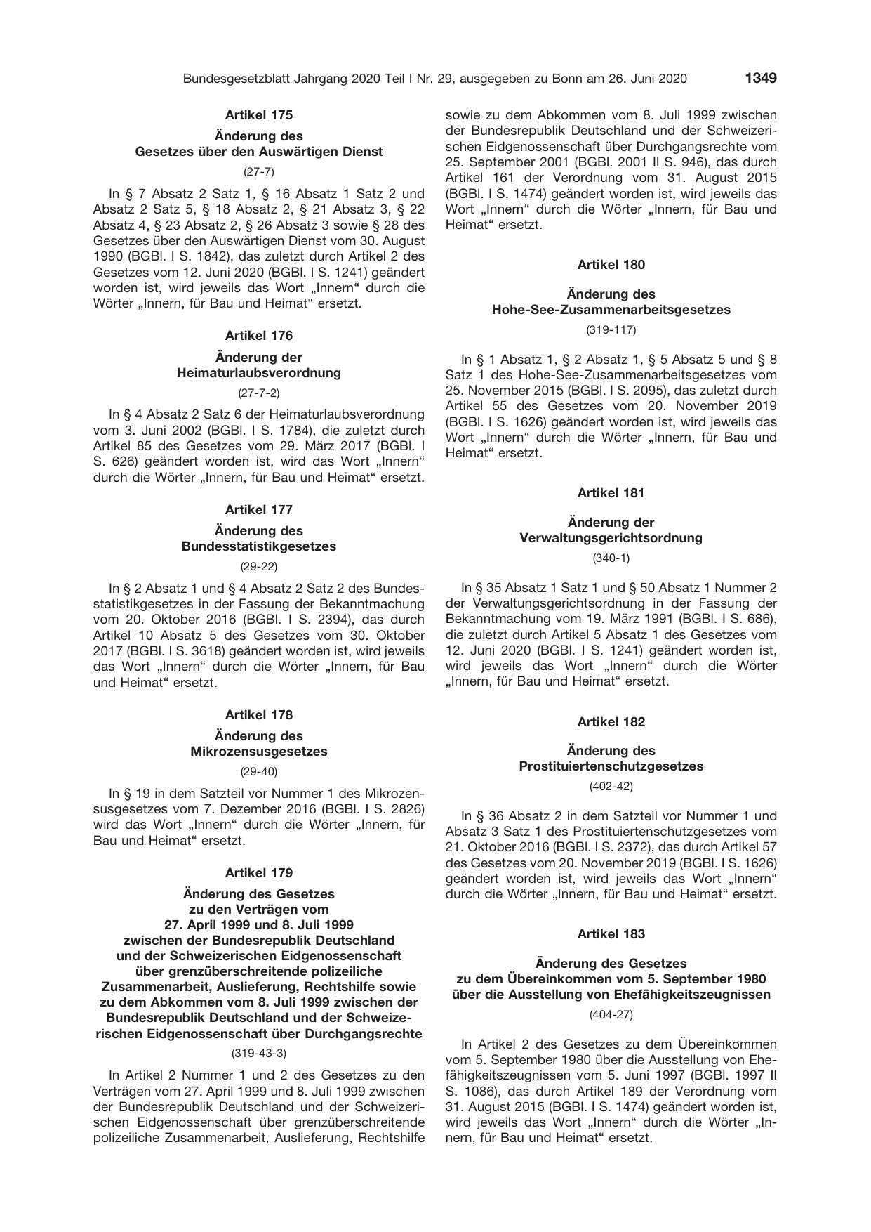 BGBl. 2020, Seite 1349 — Originalseite als Abbildung