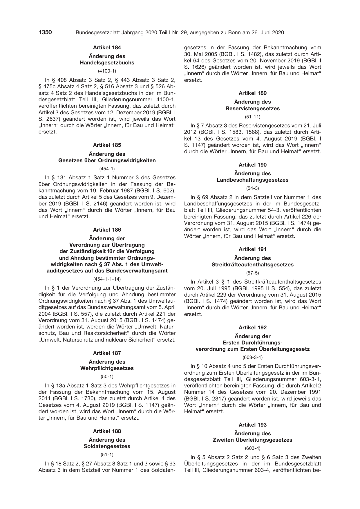 BGBl. 2020, Seite 1350 — Originalseite als Abbildung