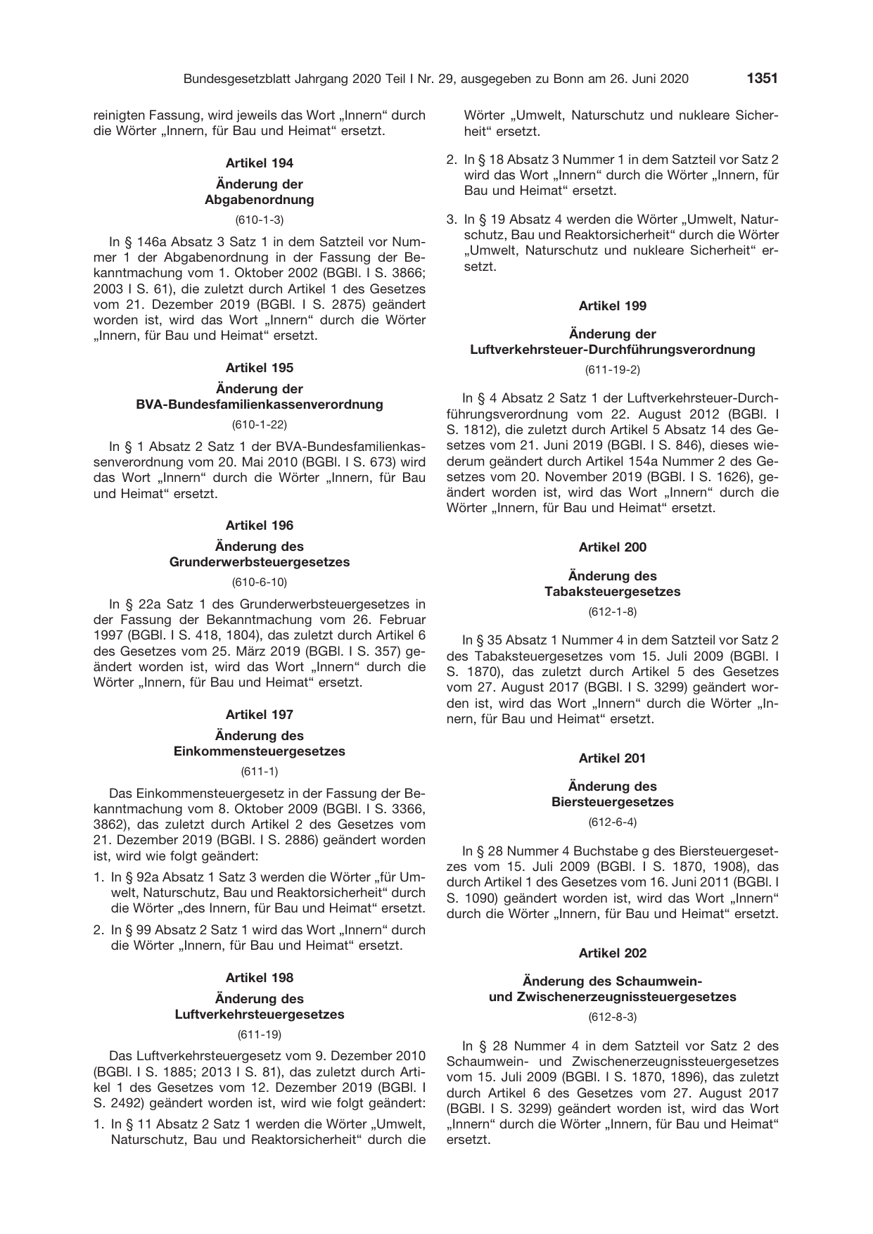 BGBl. 2020, Seite 1351 — Originalseite als Abbildung