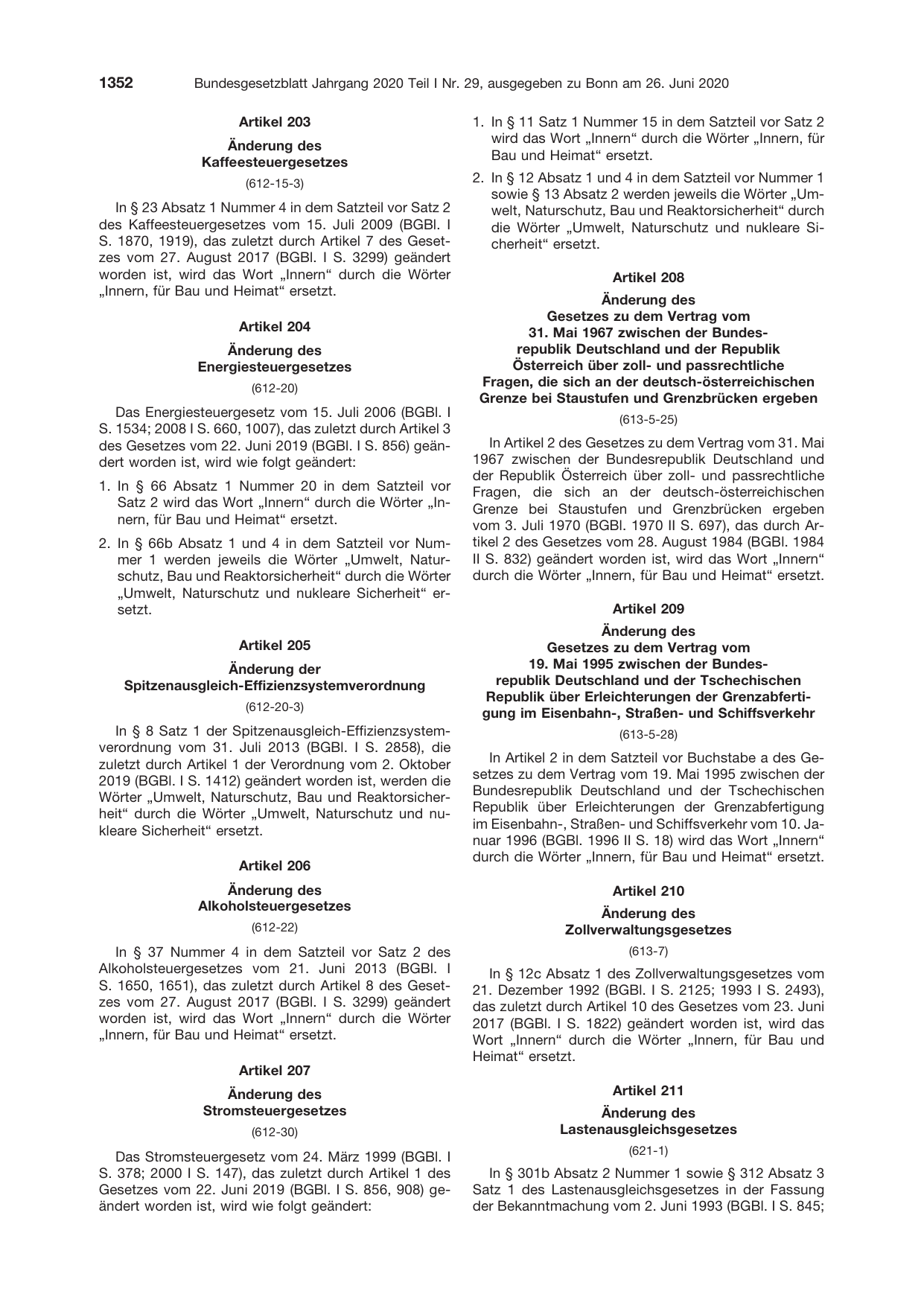 BGBl. 2020, Seite 1352 — Originalseite als Abbildung