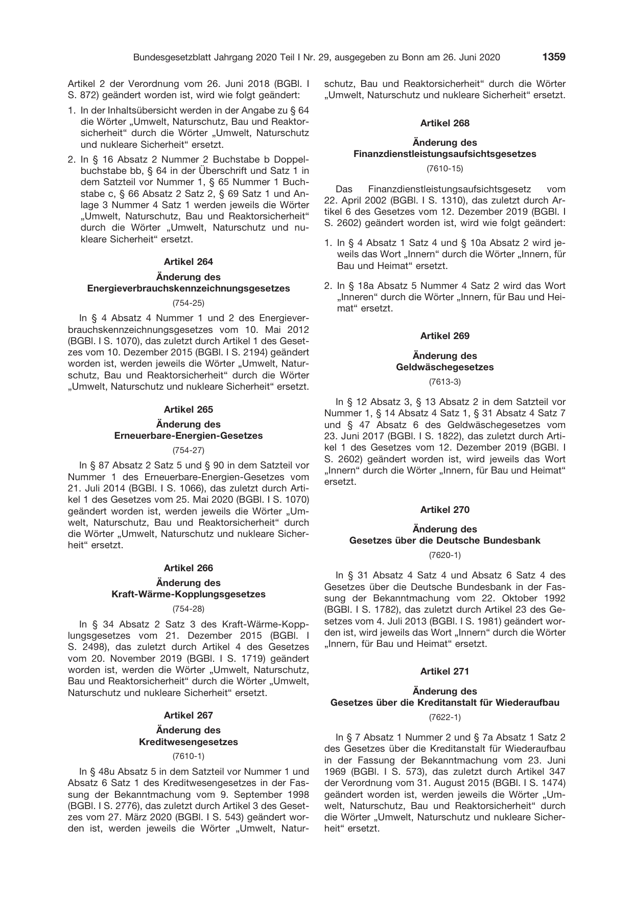 BGBl. 2020, Seite 1359 — Originalseite als Abbildung