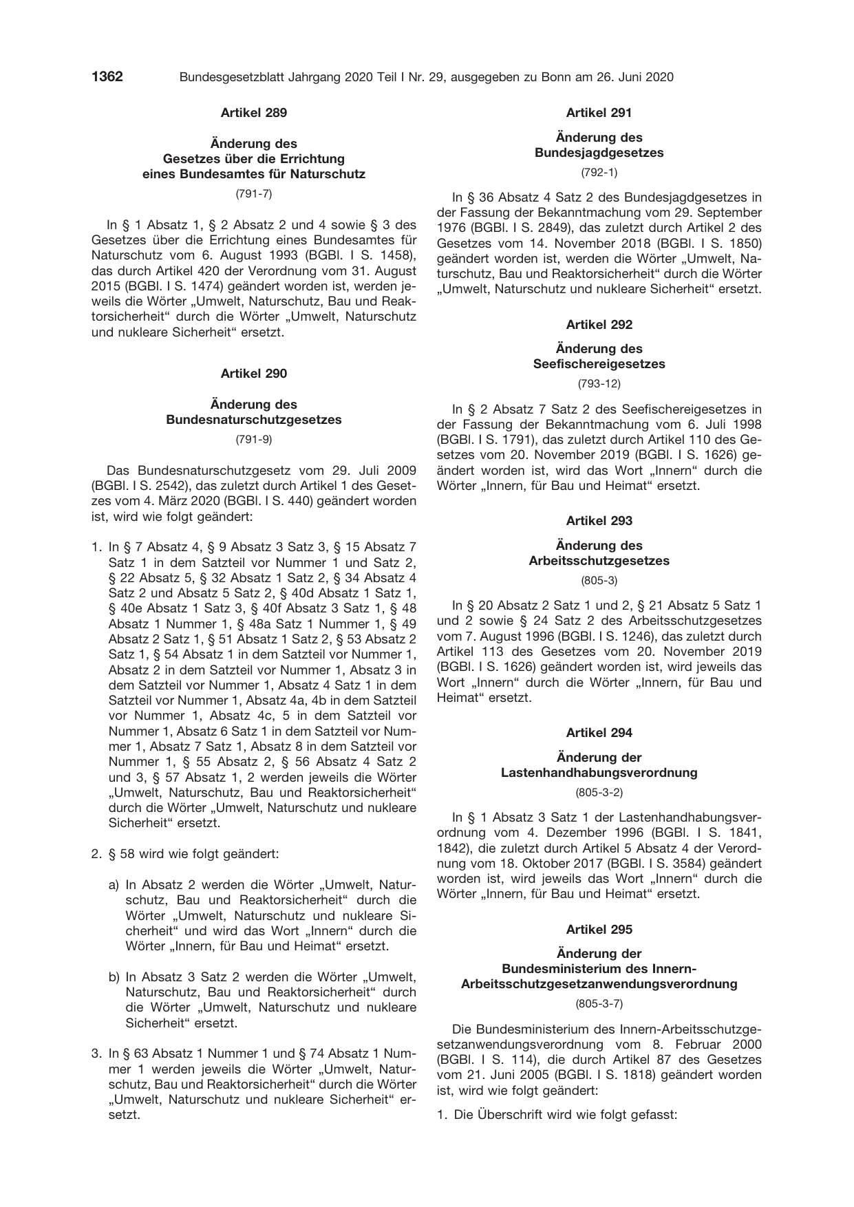 BGBl. 2020, Seite 1362 — Originalseite als Abbildung