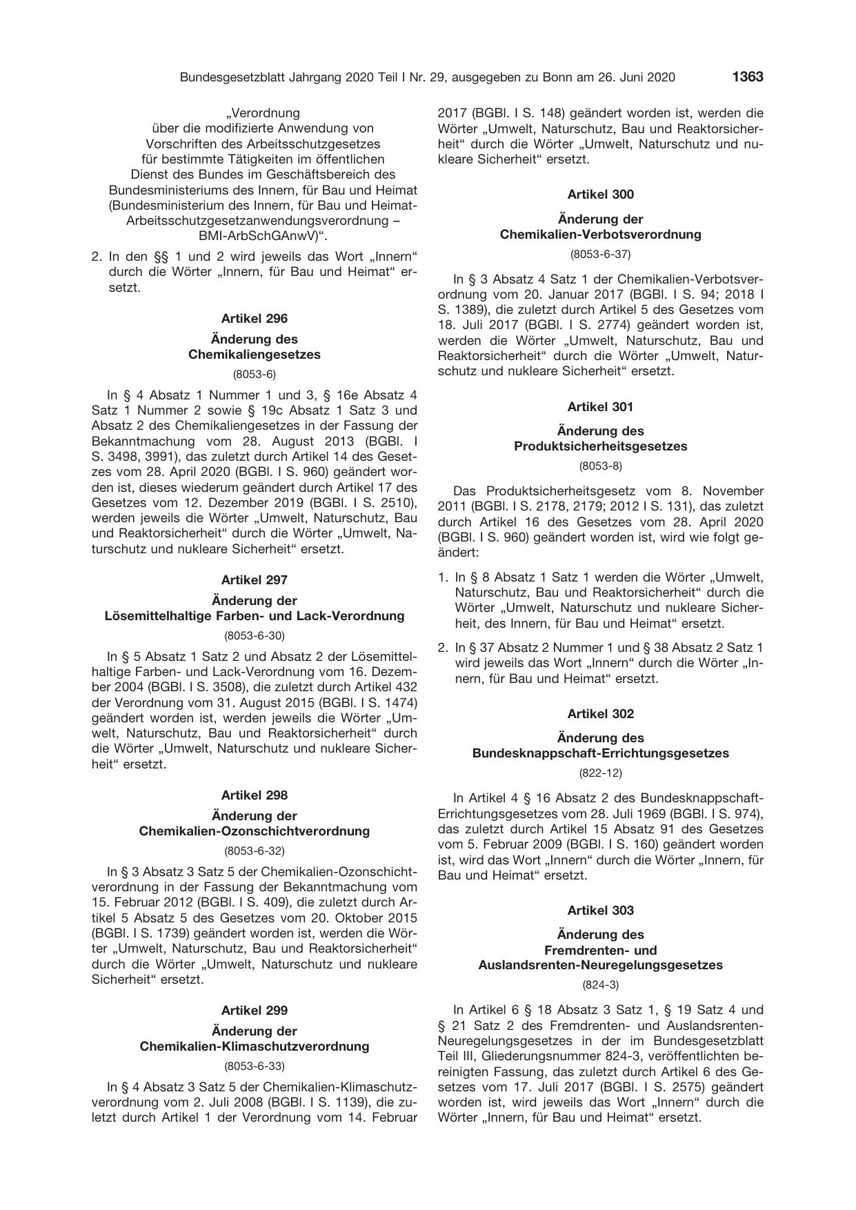 BGBl. 2020, Seite 1363 — Originalseite als Abbildung