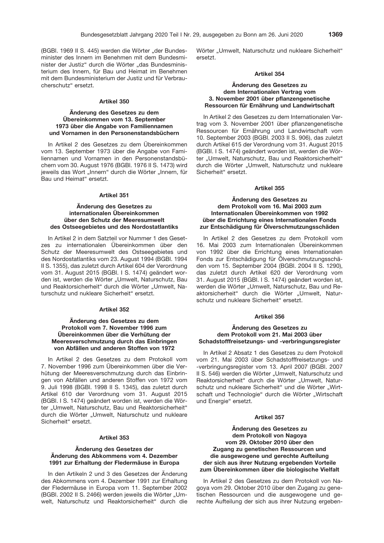 BGBl. 2020, Seite 1369 — Originalseite als Abbildung