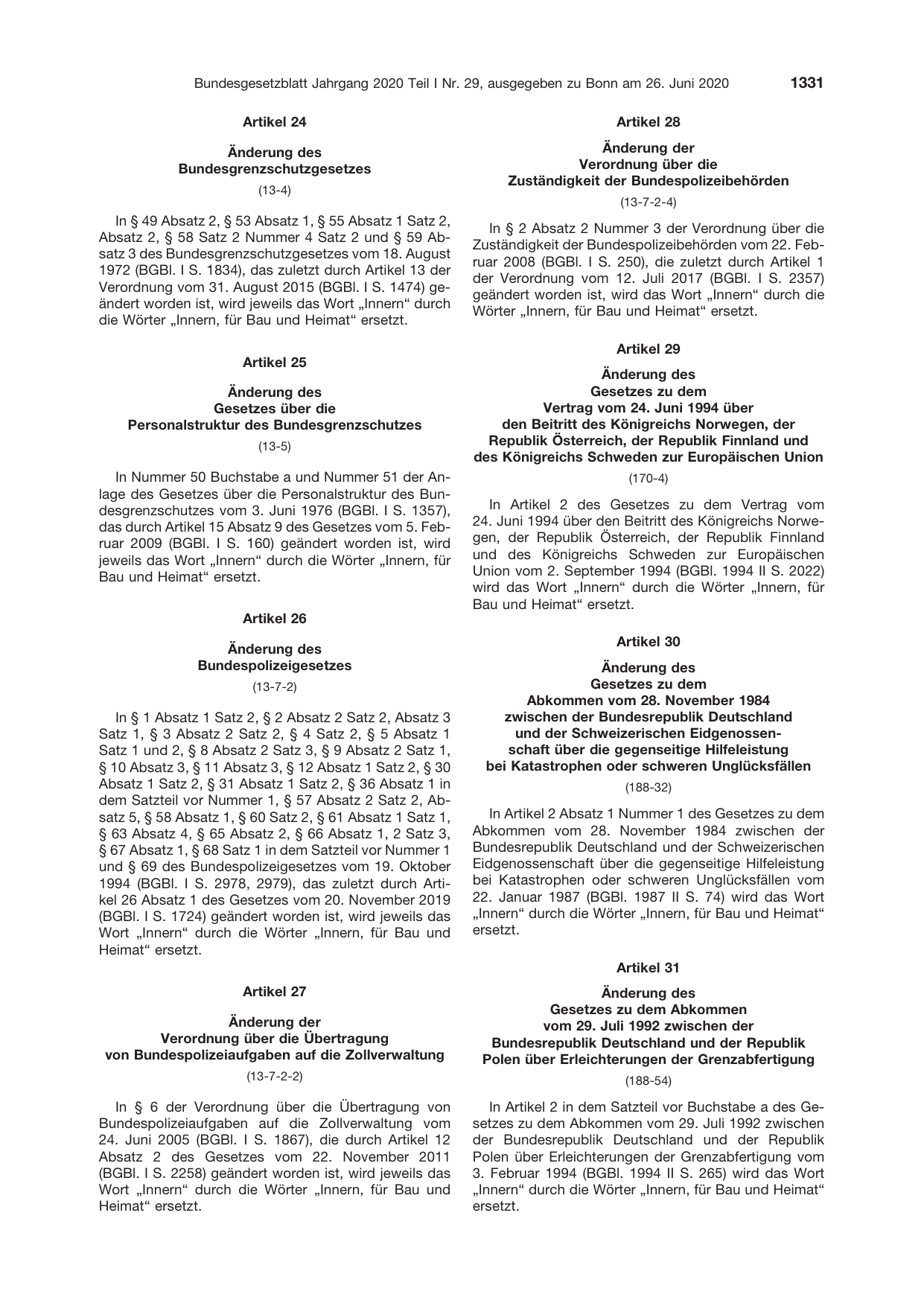 BGBl. 2020, Seite 1331 — Originalseite als Abbildung