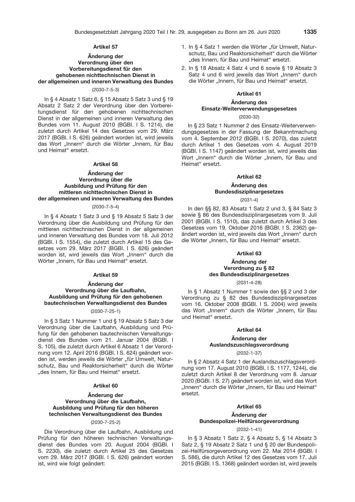 BGBl. 2020, Seite 1335 — Originalseite als Abbildung