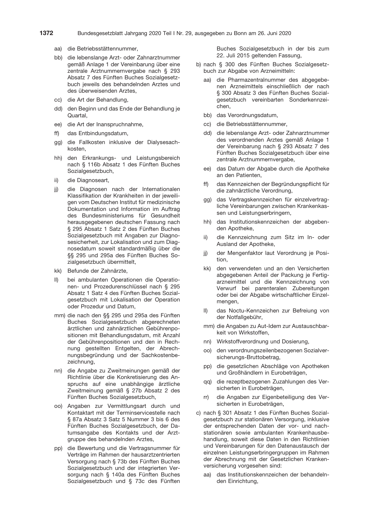 BGBl. 2020, Seite 1372 — Originalseite als Abbildung