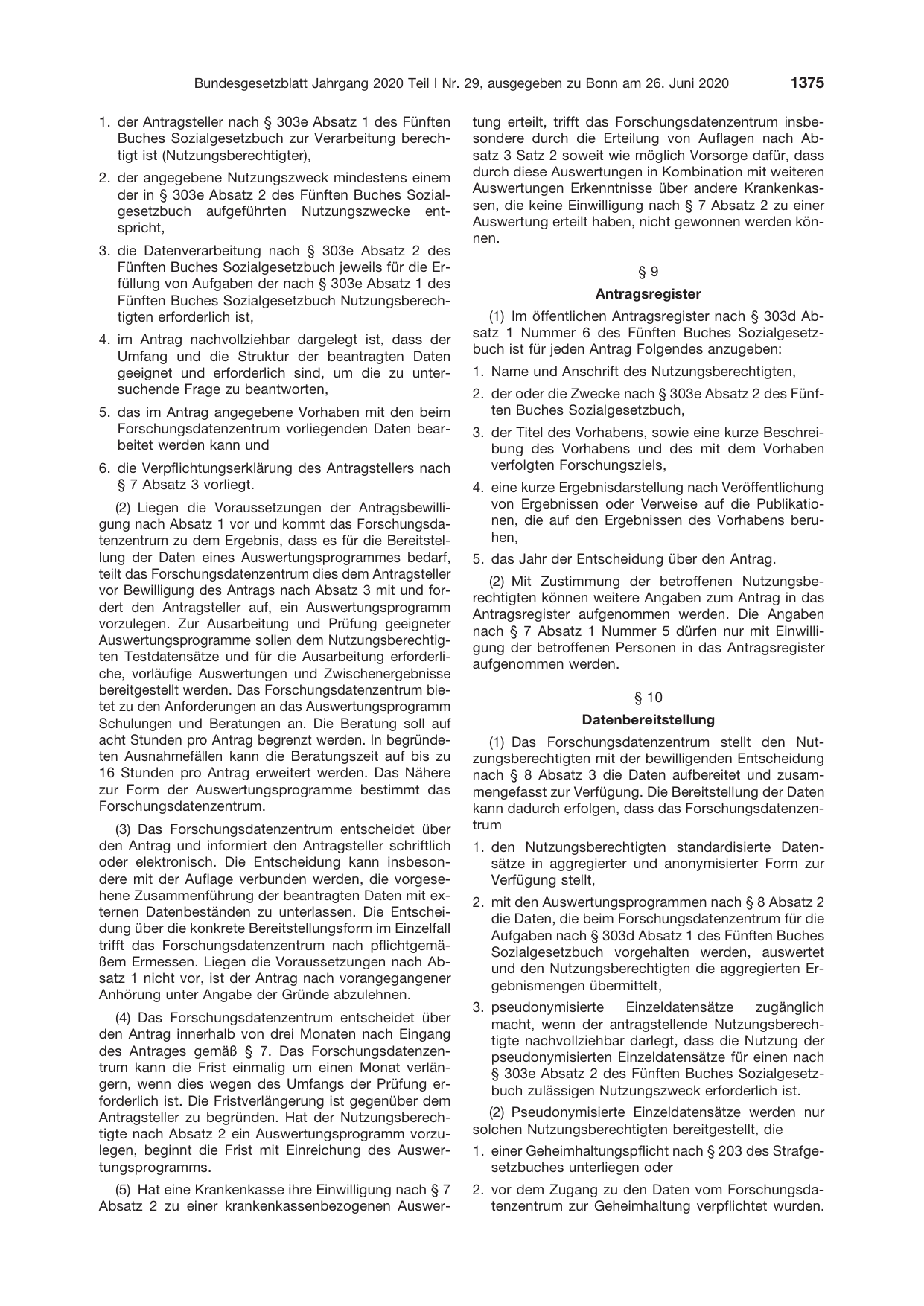 BGBl. 2020, Seite 1375 — Originalseite als Abbildung