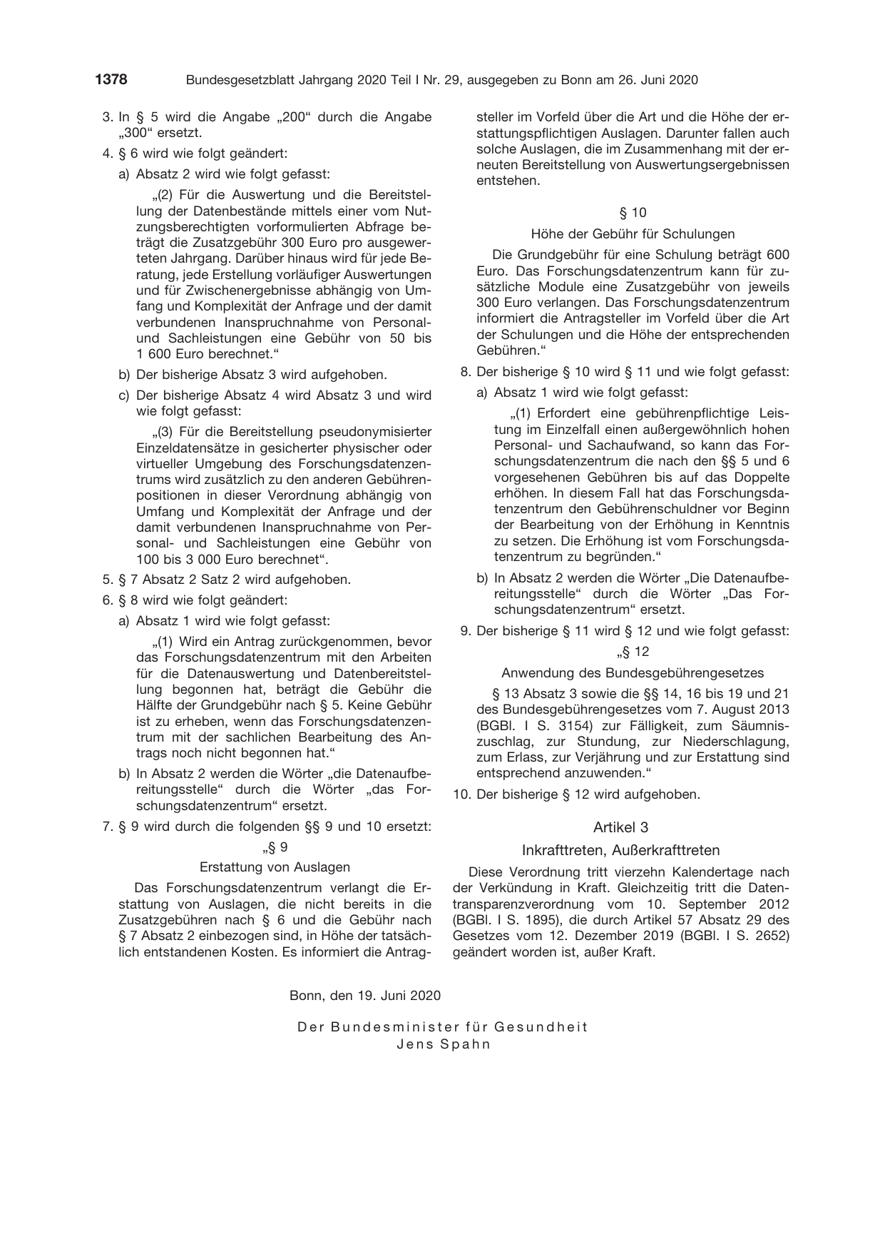 BGBl. 2020, Seite 1378 — Originalseite als Abbildung