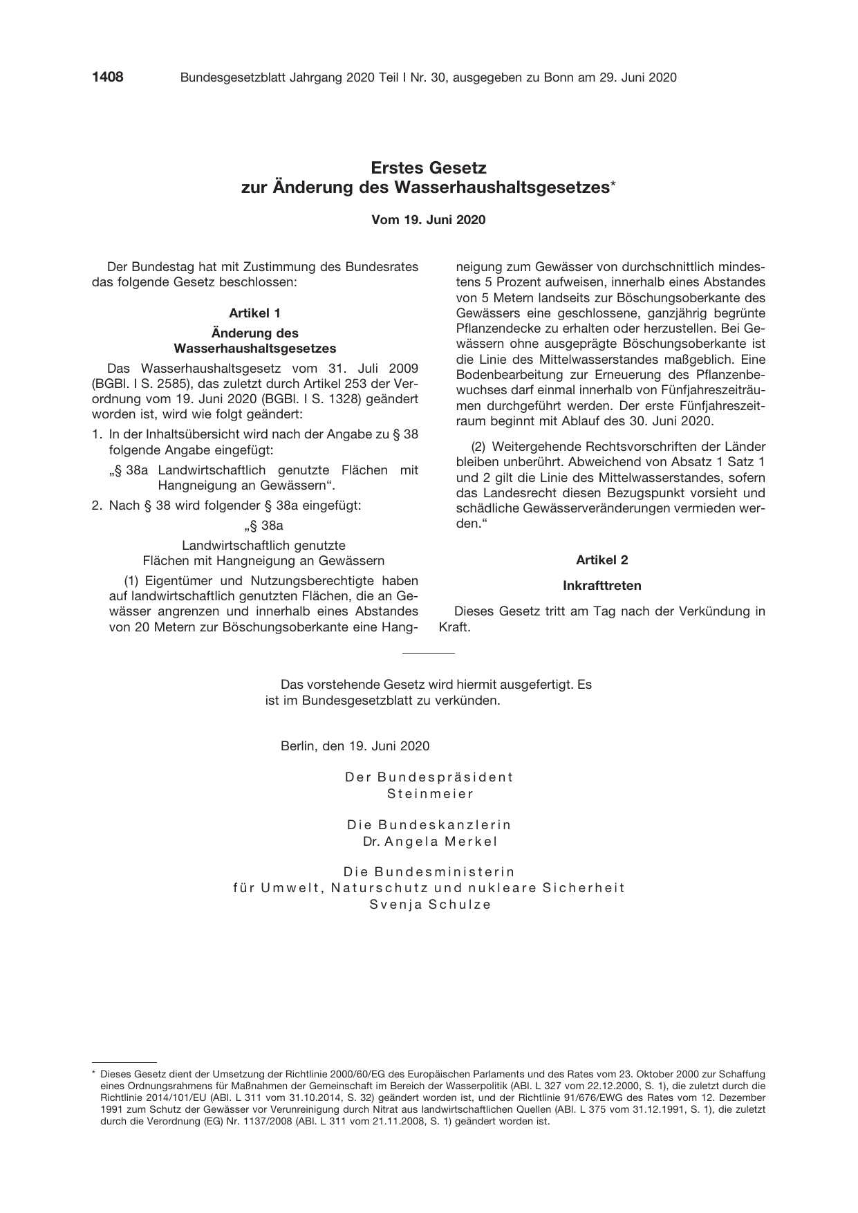 BGBl. 2020, Seite 1408 — Originalseite als Abbildung