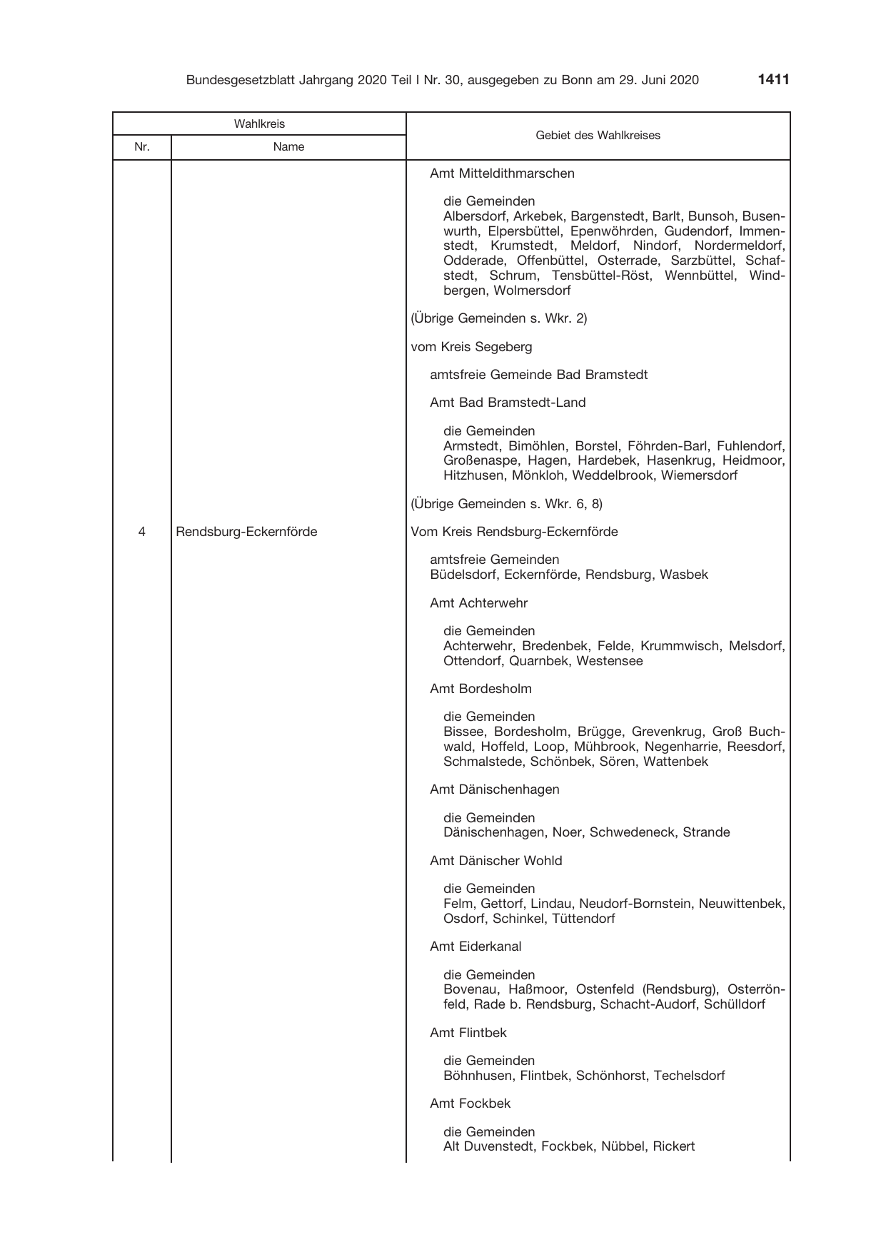 BGBl. 2020, Seite 1411 — Originalseite als Abbildung