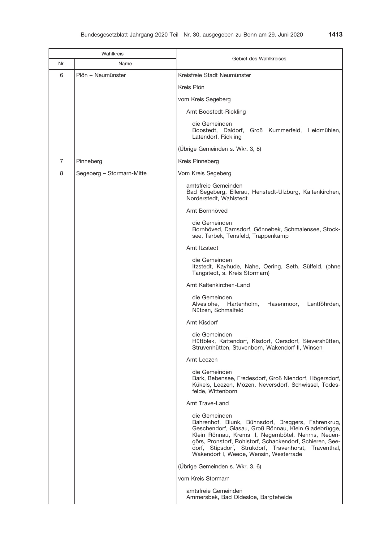 BGBl. 2020, Seite 1413 — Originalseite als Abbildung