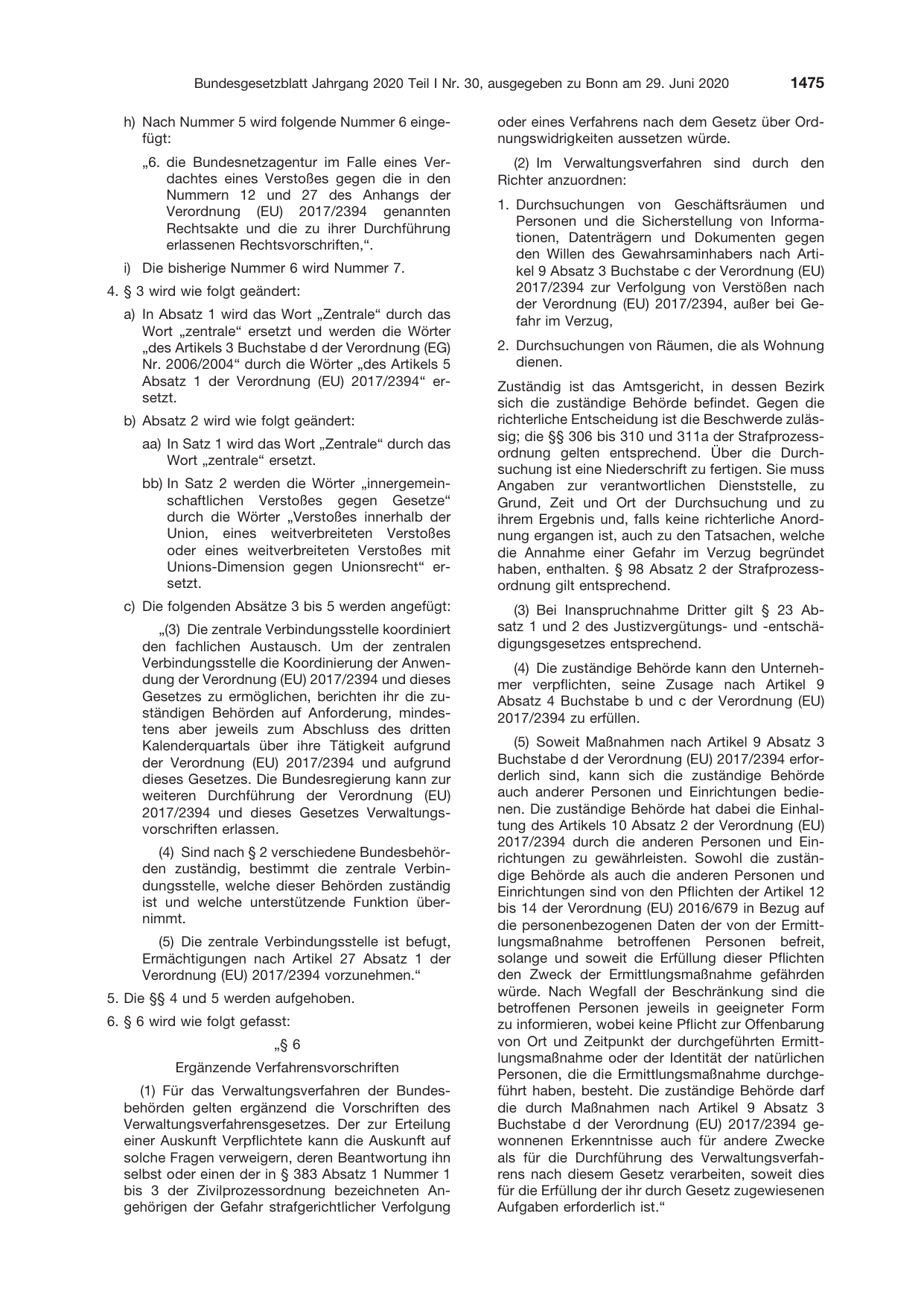 BGBl. 2020, Seite 1475 — Originalseite als Abbildung