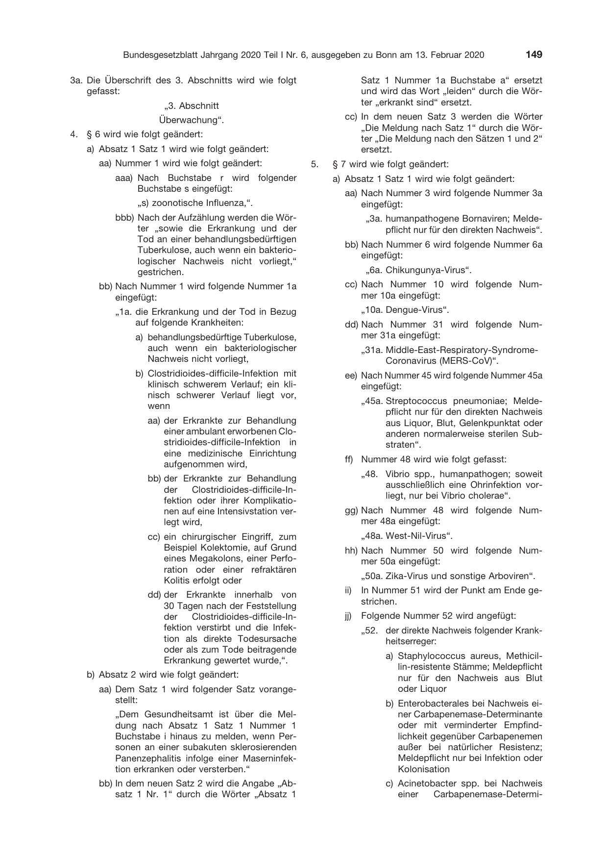 BGBl. 2020, Seite 149 — Originalseite als Abbildung