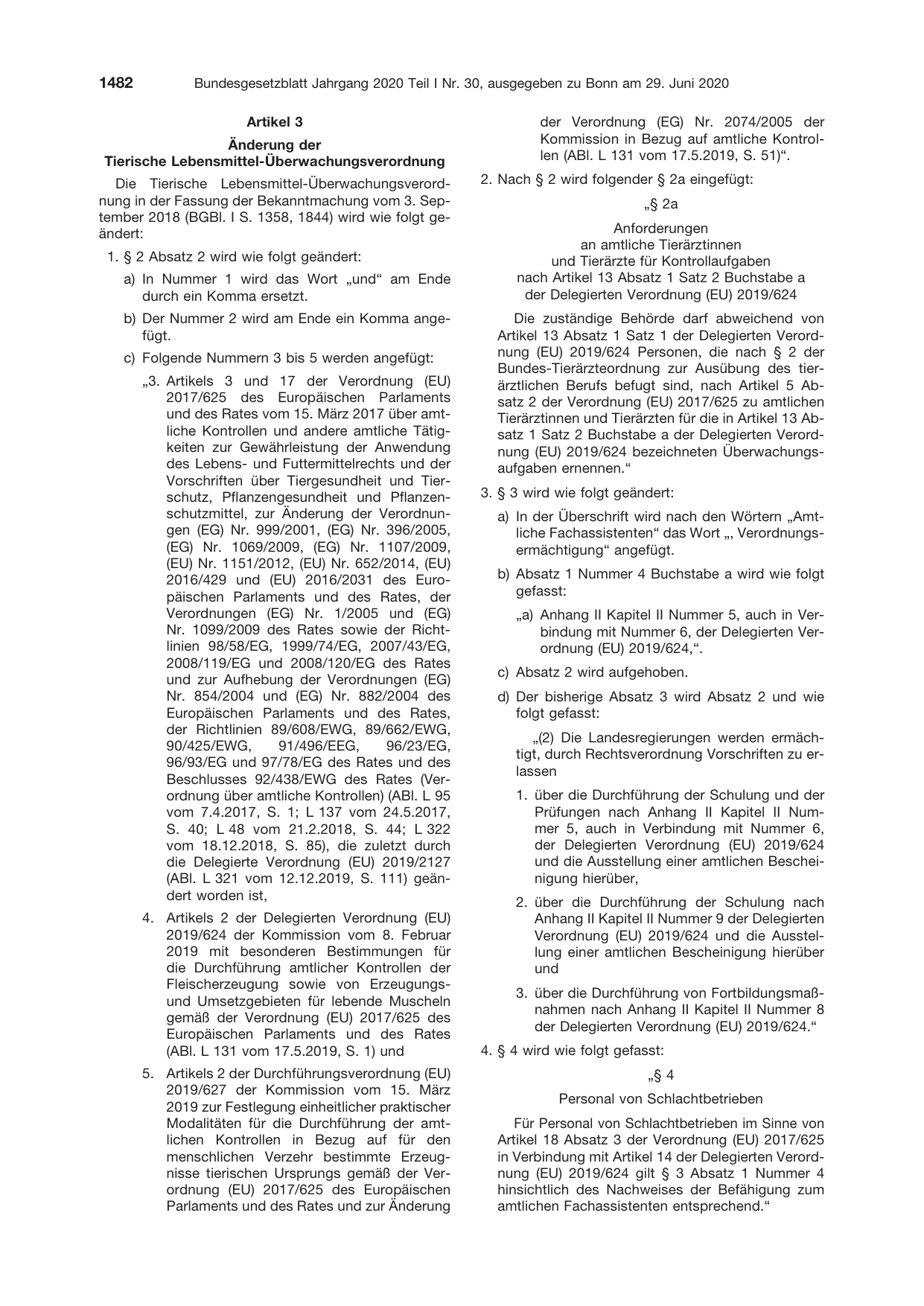 BGBl. 2020, Seite 1482 — Originalseite als Abbildung