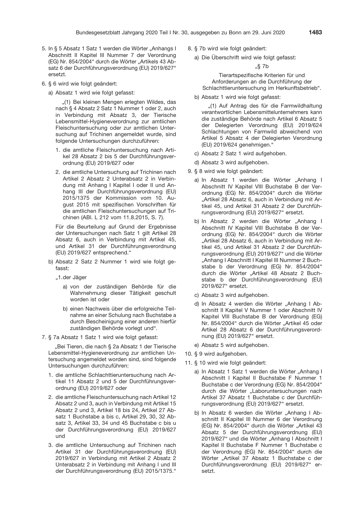 BGBl. 2020, Seite 1483 — Originalseite als Abbildung