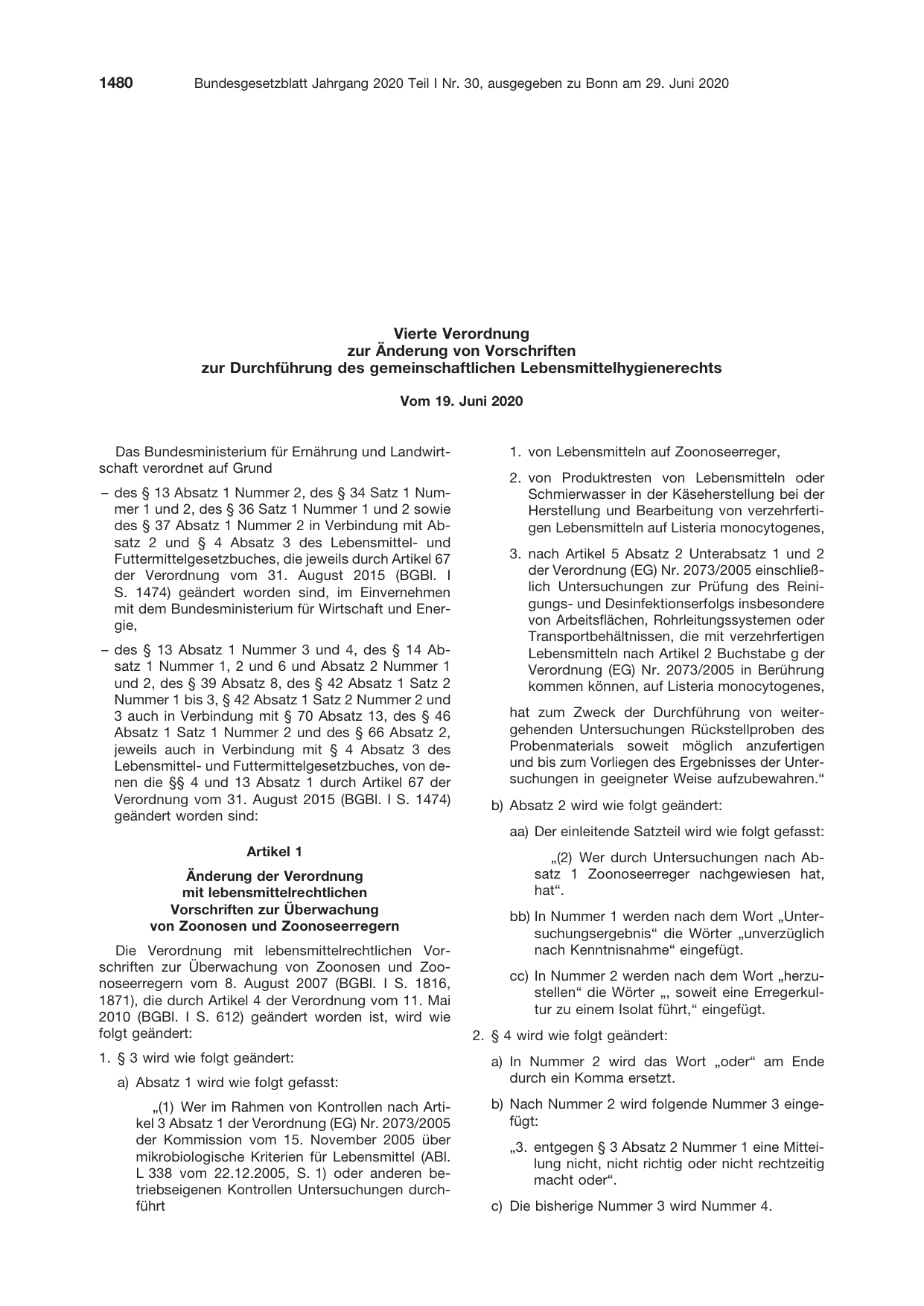 BGBl. 2020, Seite 1480 — Originalseite als Abbildung