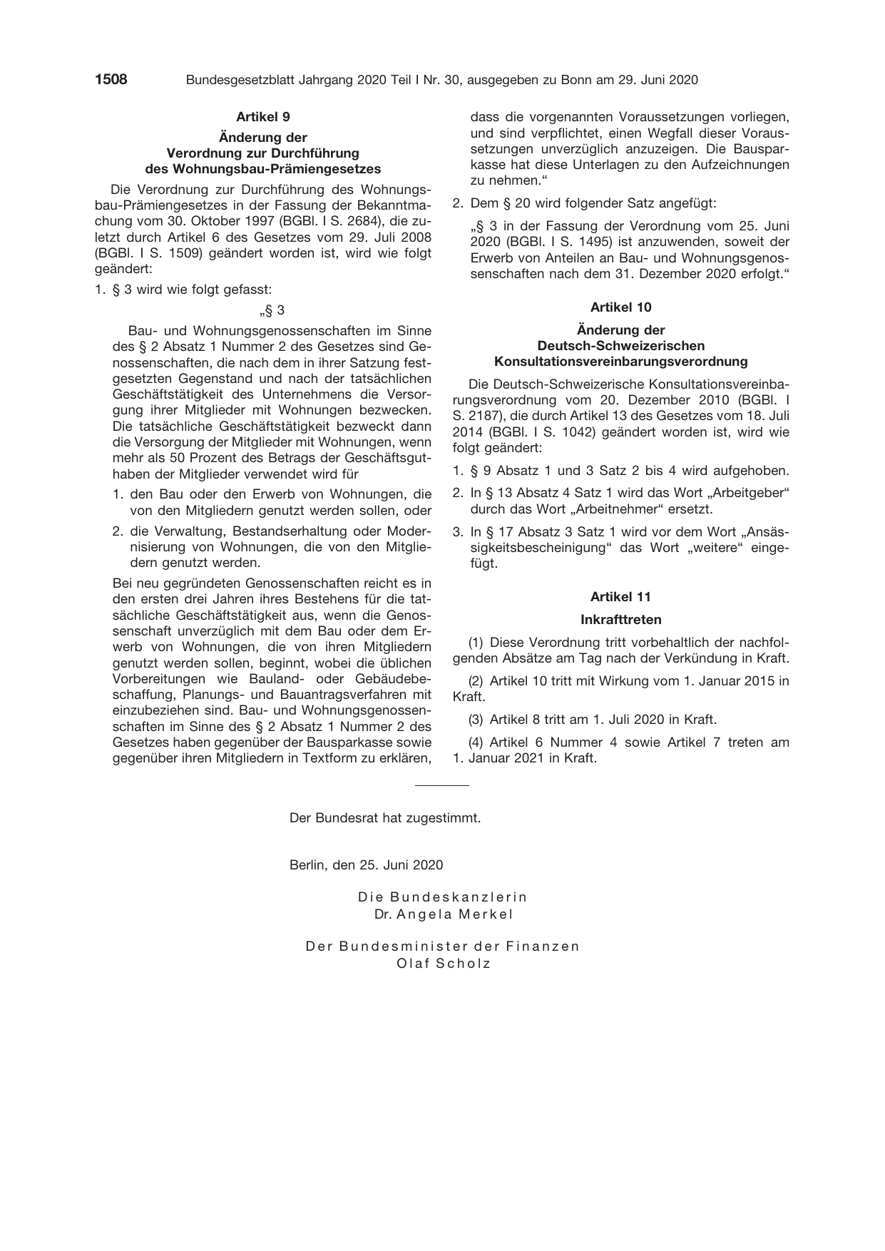 BGBl. 2020, Seite 1508 — Originalseite als Abbildung