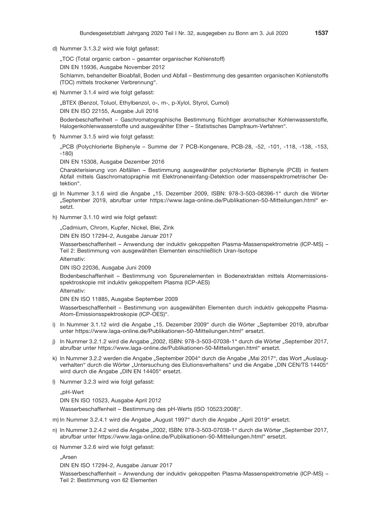 BGBl. 2020, Seite 1537 — Originalseite als Abbildung