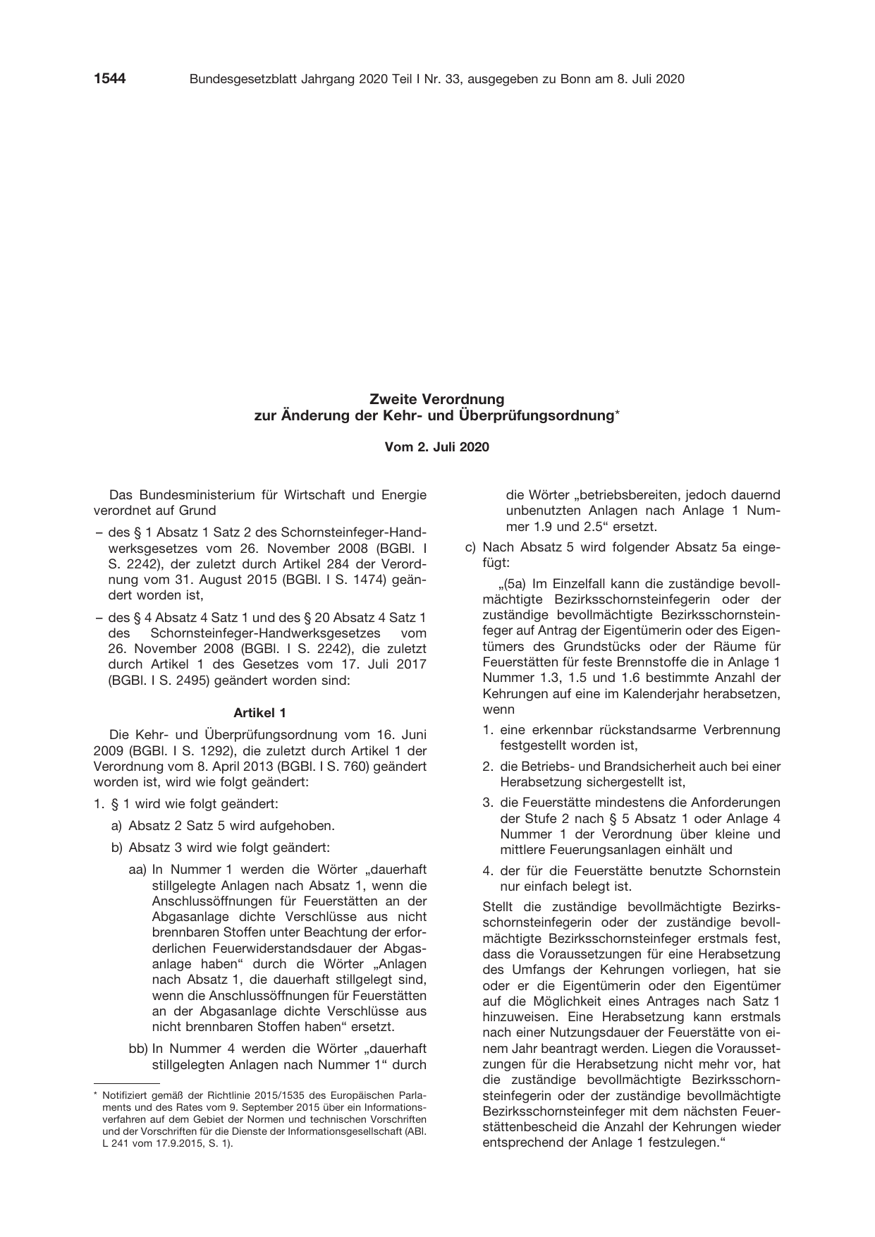 BGBl. 2020, Seite 1544 — Originalseite als Abbildung