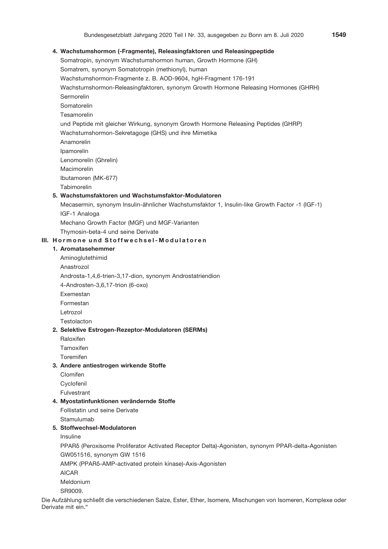 BGBl. 2020, Seite 1549 — Originalseite als Abbildung