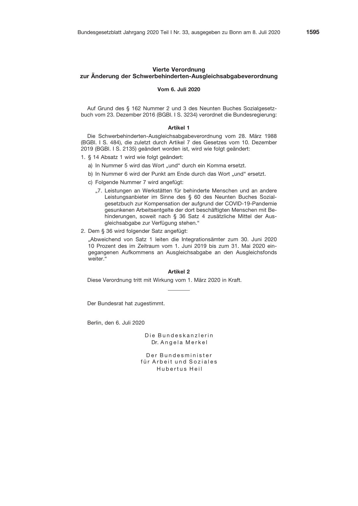 BGBl. 2020, Seite 1595 — Originalseite als Abbildung