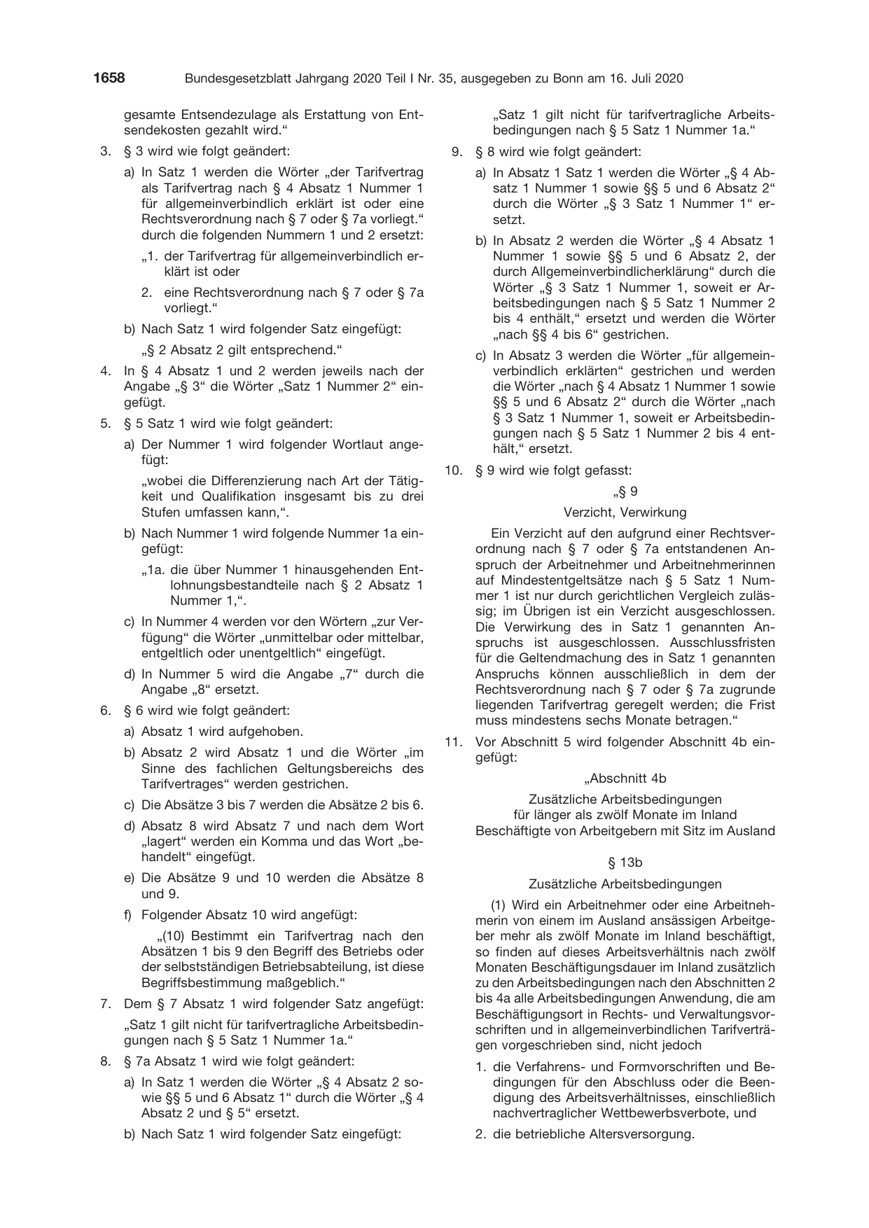 BGBl. 2020, Seite 1658 — Originalseite als Abbildung
