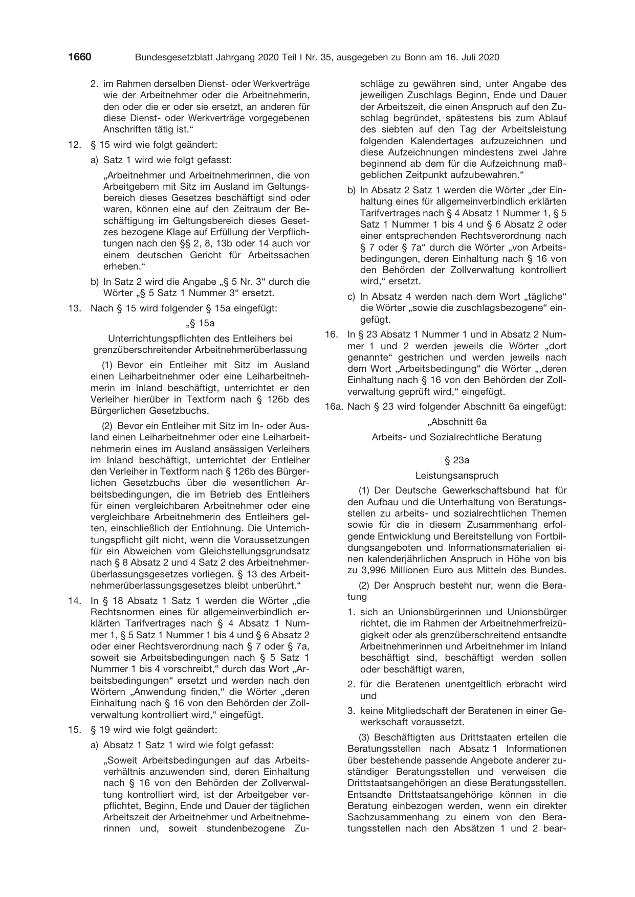 BGBl. 2020, Seite 1660 — Originalseite als Abbildung