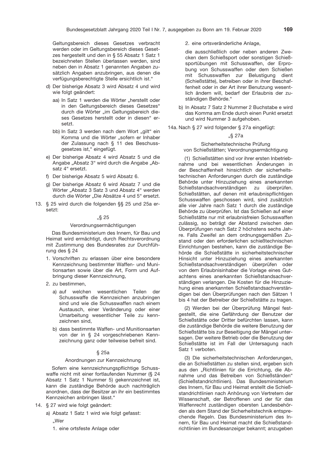 BGBl. 2020, Seite 169 — Originalseite als Abbildung