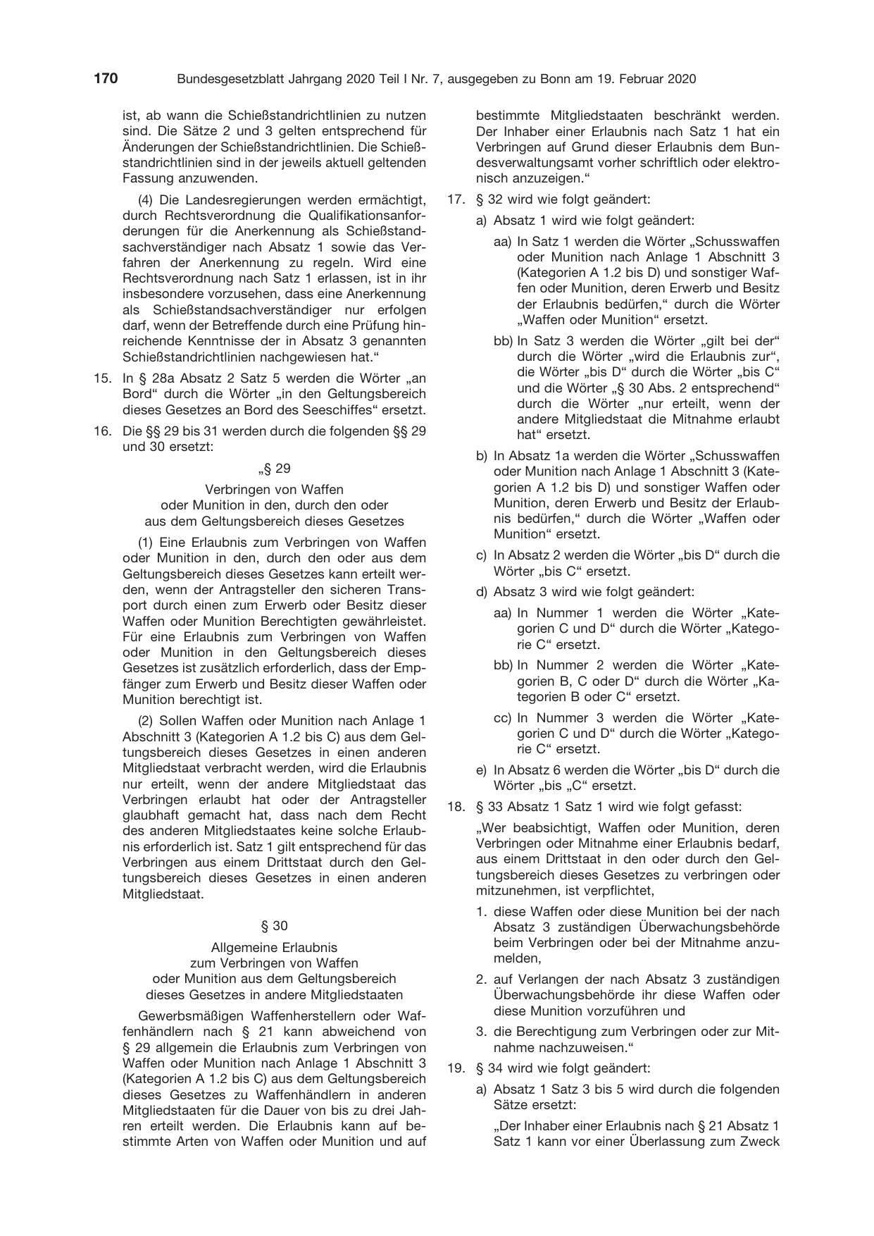 BGBl. 2020, Seite 170 — Originalseite als Abbildung