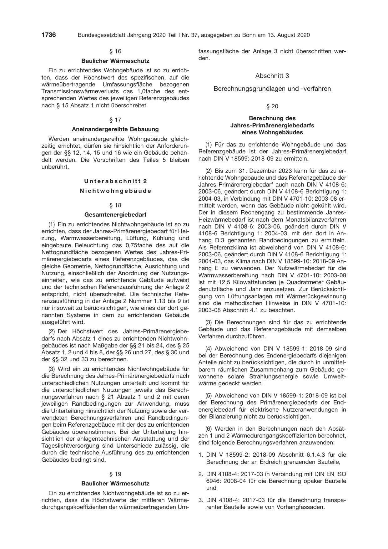 BGBl. 2020, Seite 1736 — Originalseite als Abbildung