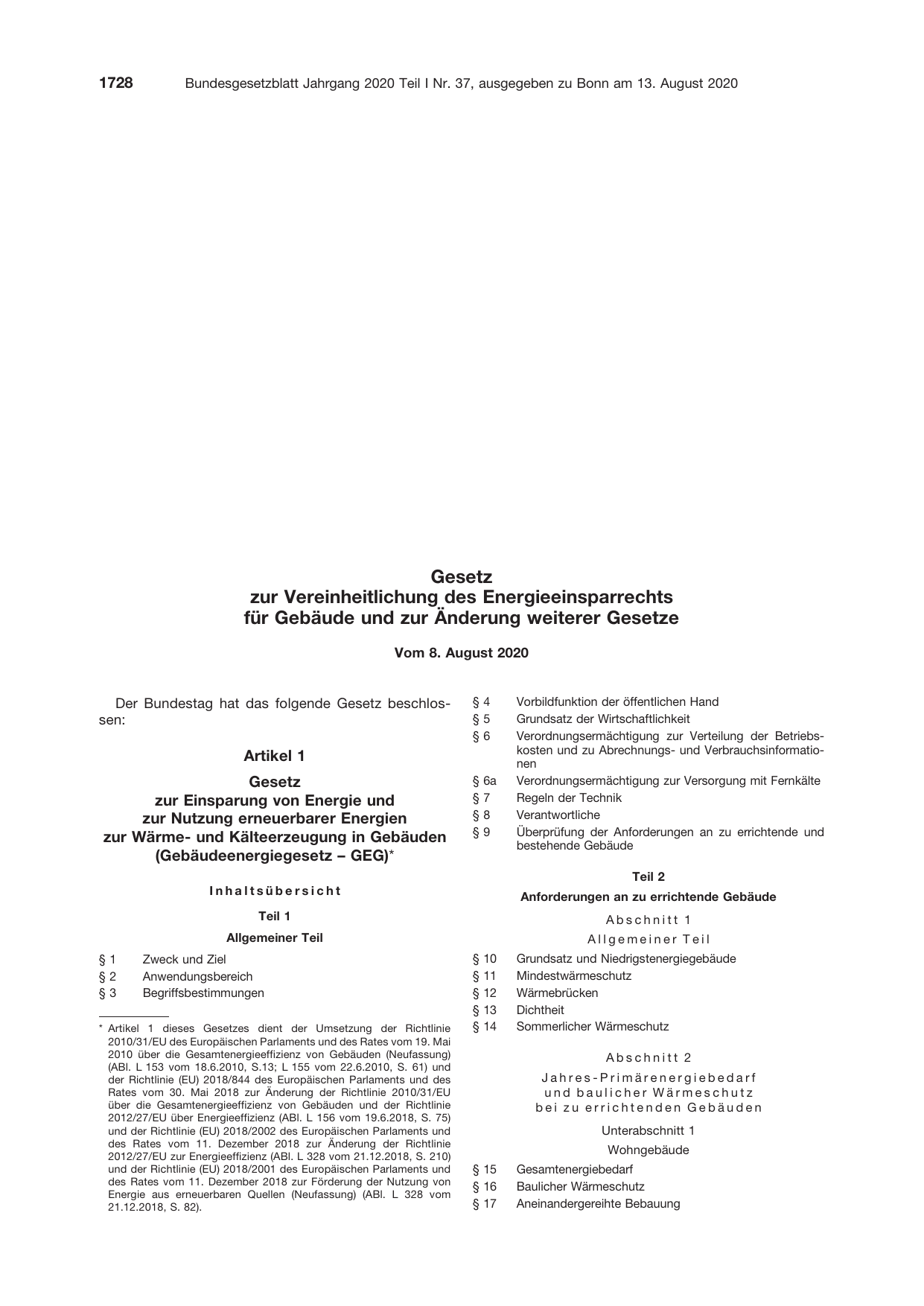 BGBl. 2020, Seite 1728 — Originalseite als Abbildung