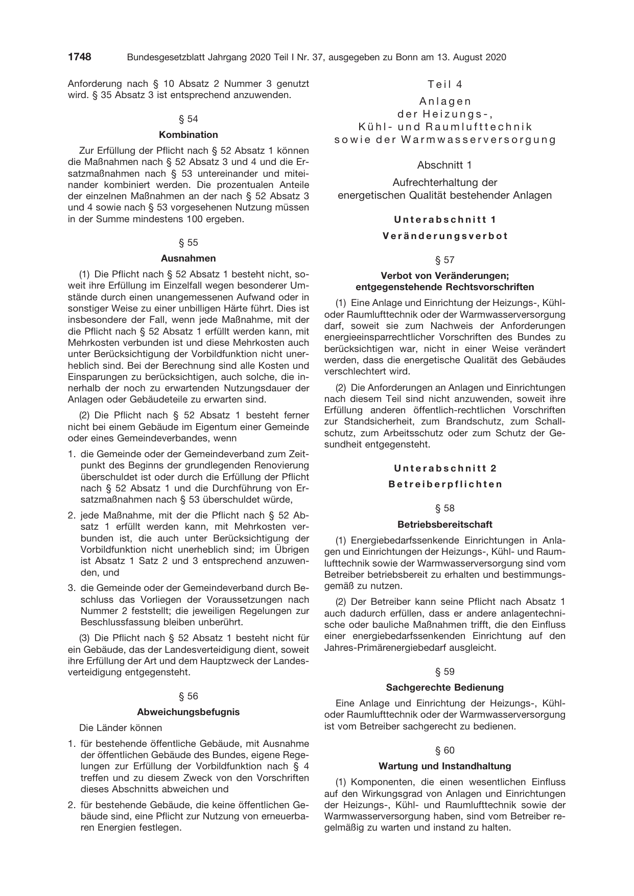 BGBl. 2020, Seite 1748 — Originalseite als Abbildung