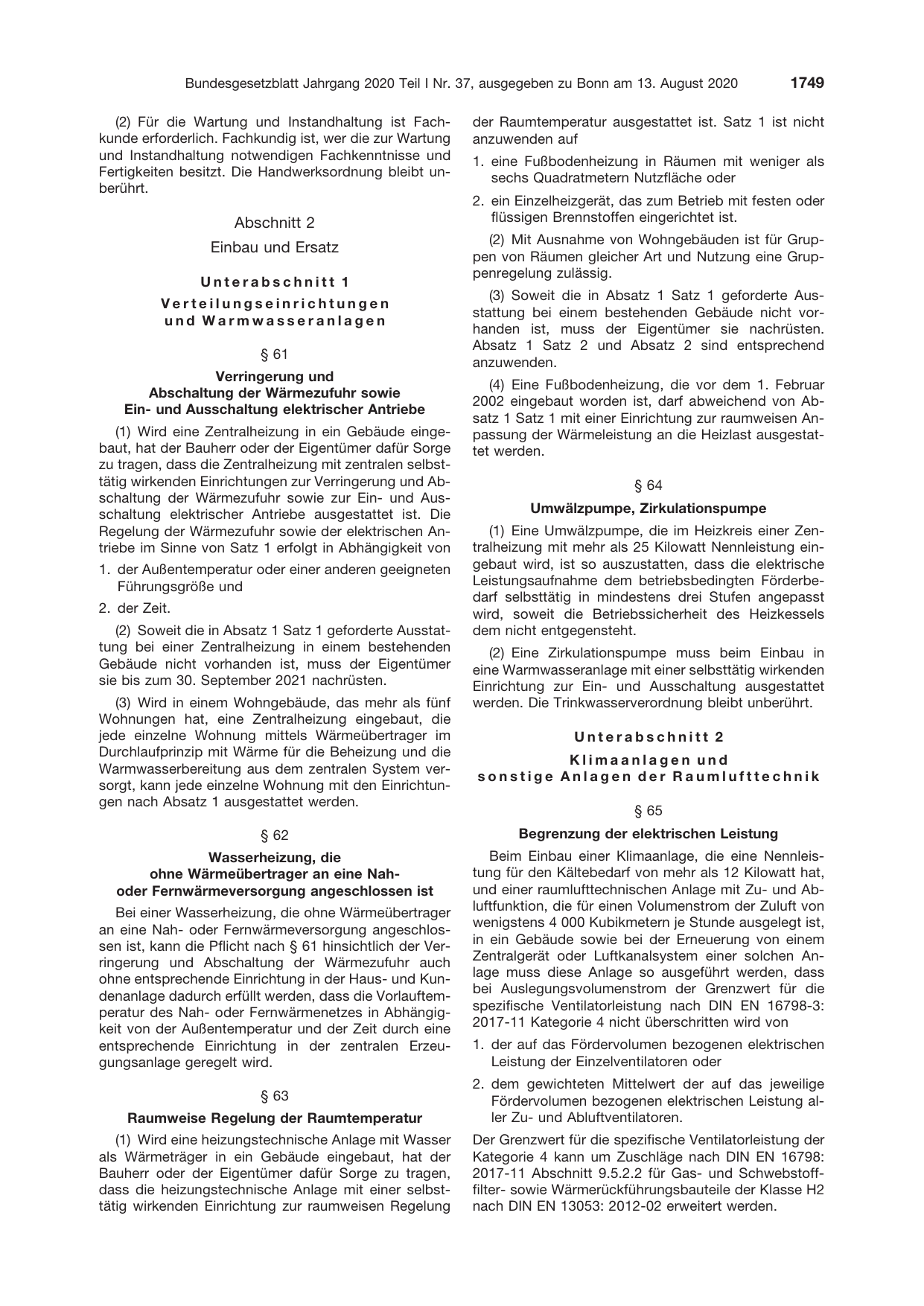 BGBl. 2020, Seite 1749 — Originalseite als Abbildung