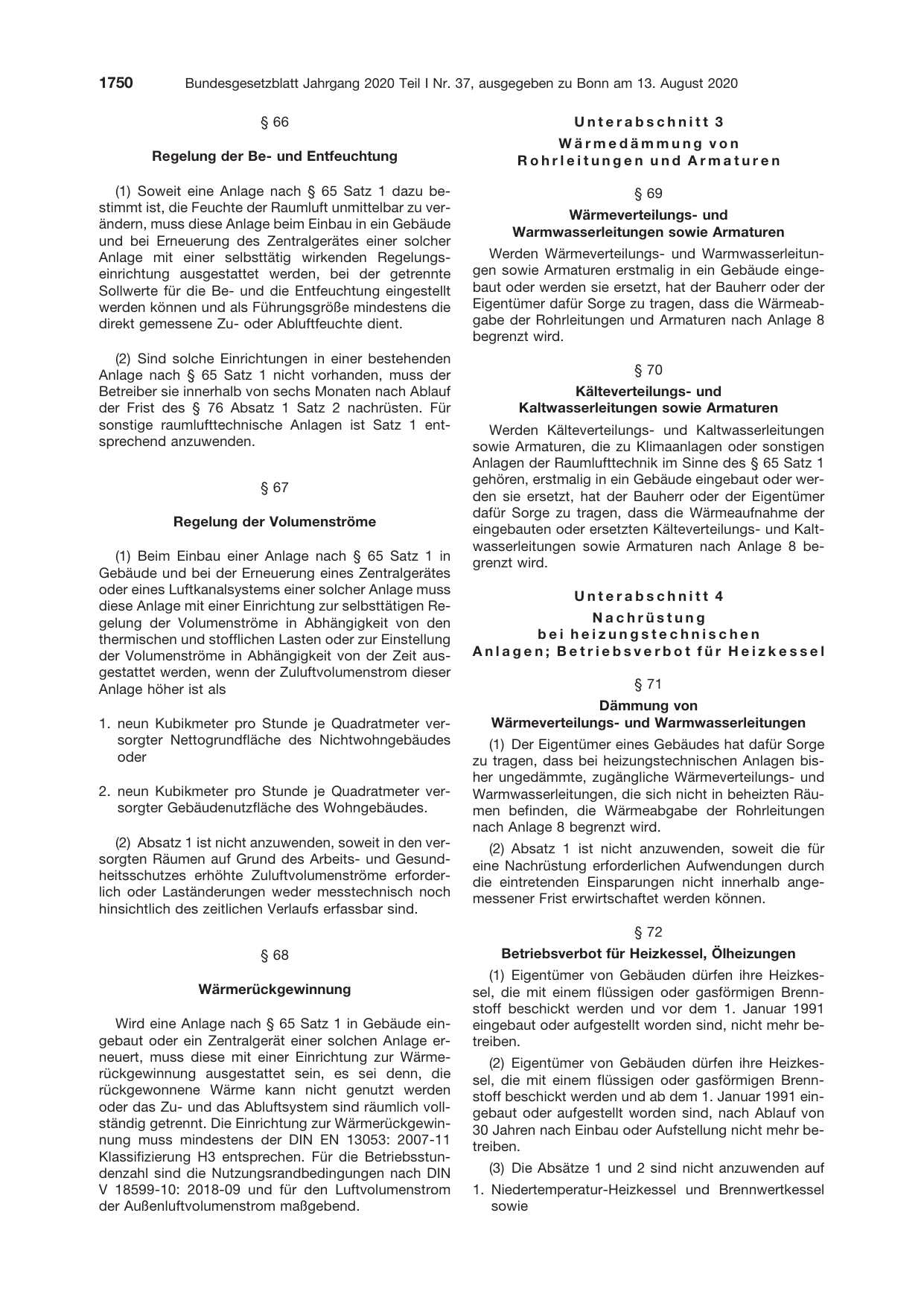 BGBl. 2020, Seite 1750 — Originalseite als Abbildung