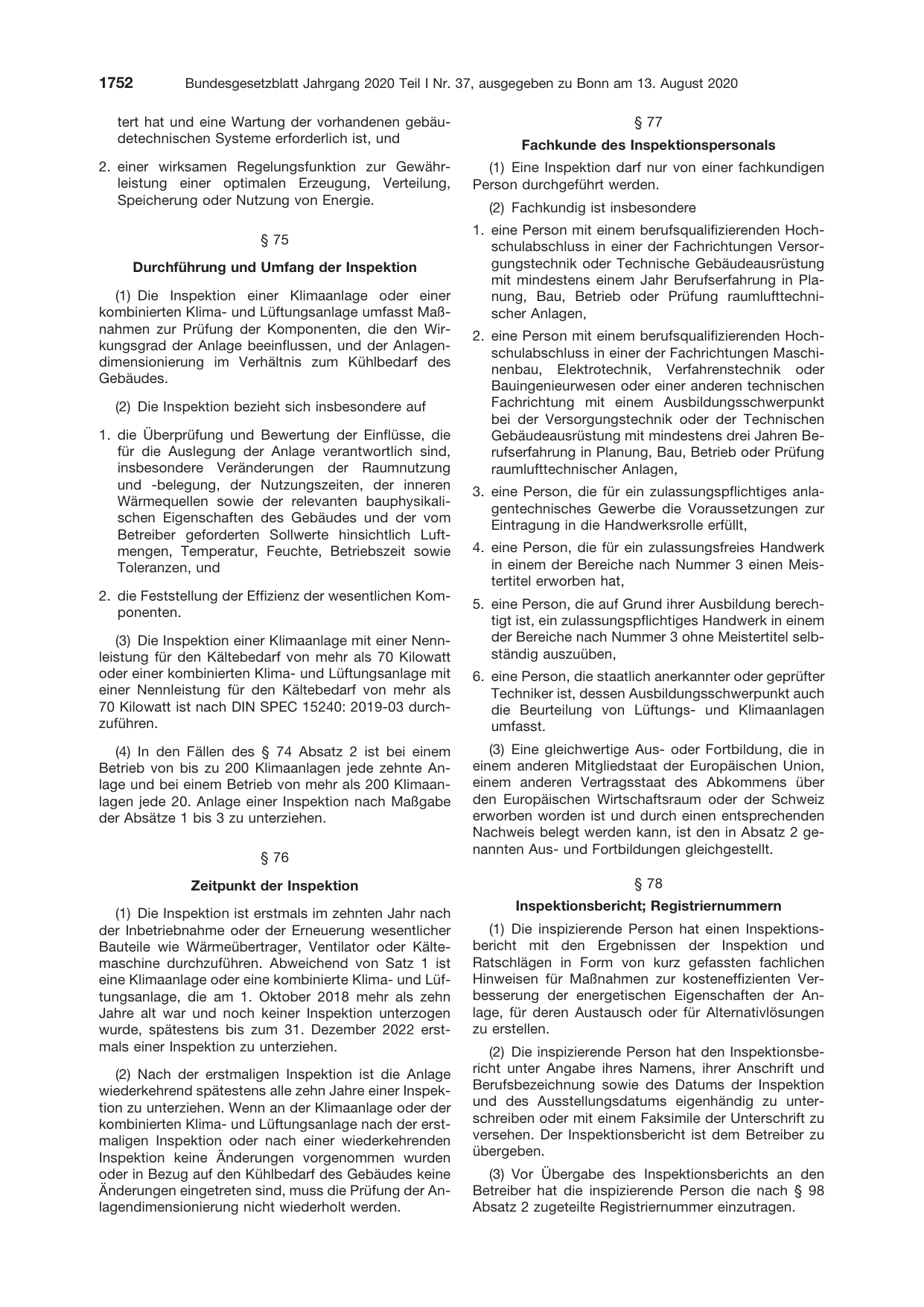 BGBl. 2020, Seite 1752 — Originalseite als Abbildung