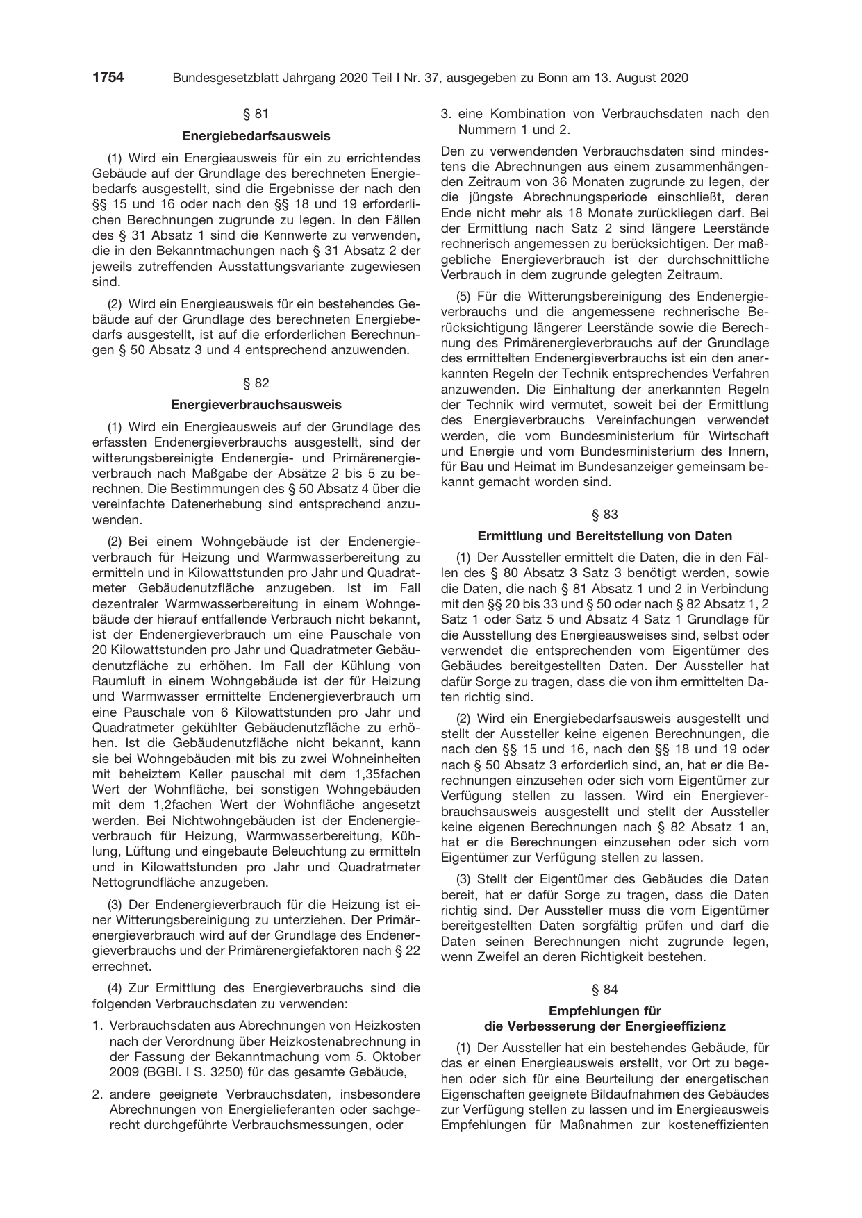 BGBl. 2020, Seite 1754 — Originalseite als Abbildung