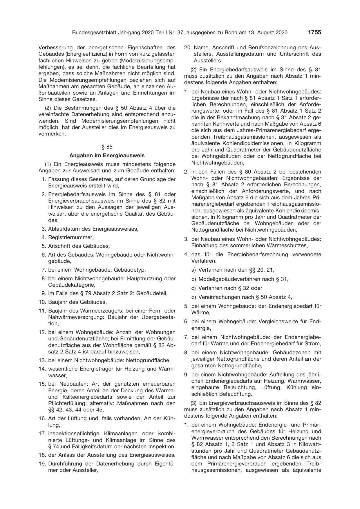 BGBl. 2020, Seite 1755 — Originalseite als Abbildung