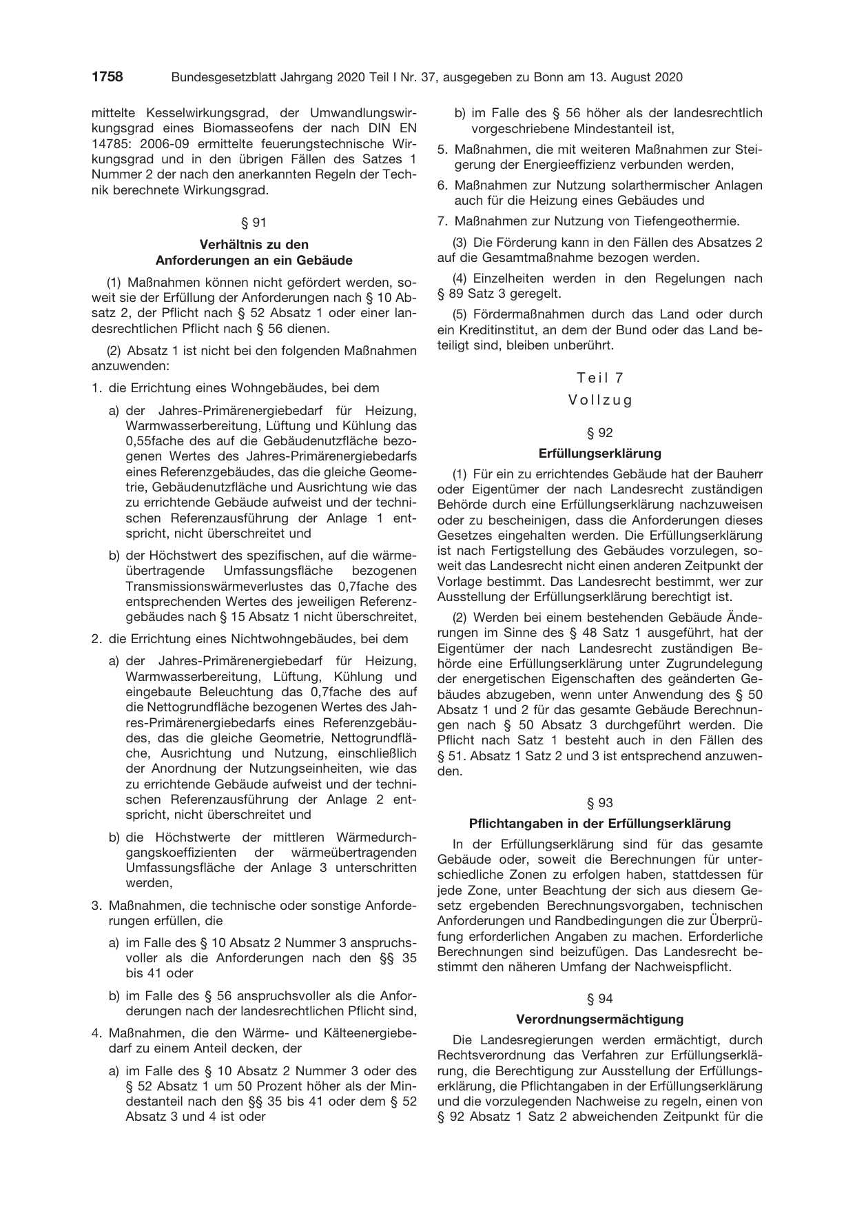 BGBl. 2020, Seite 1758 — Originalseite als Abbildung