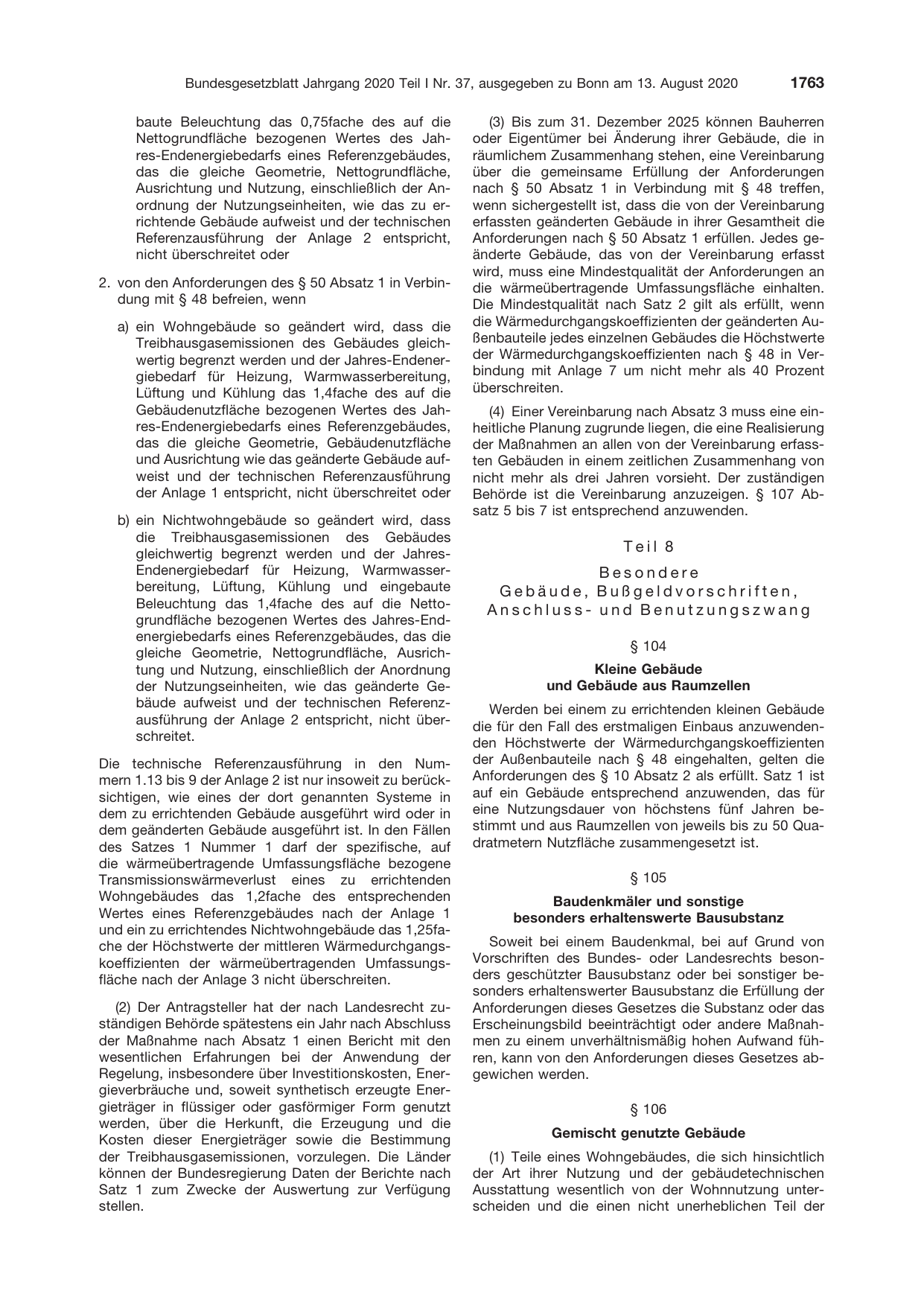 BGBl. 2020, Seite 1763 — Originalseite als Abbildung